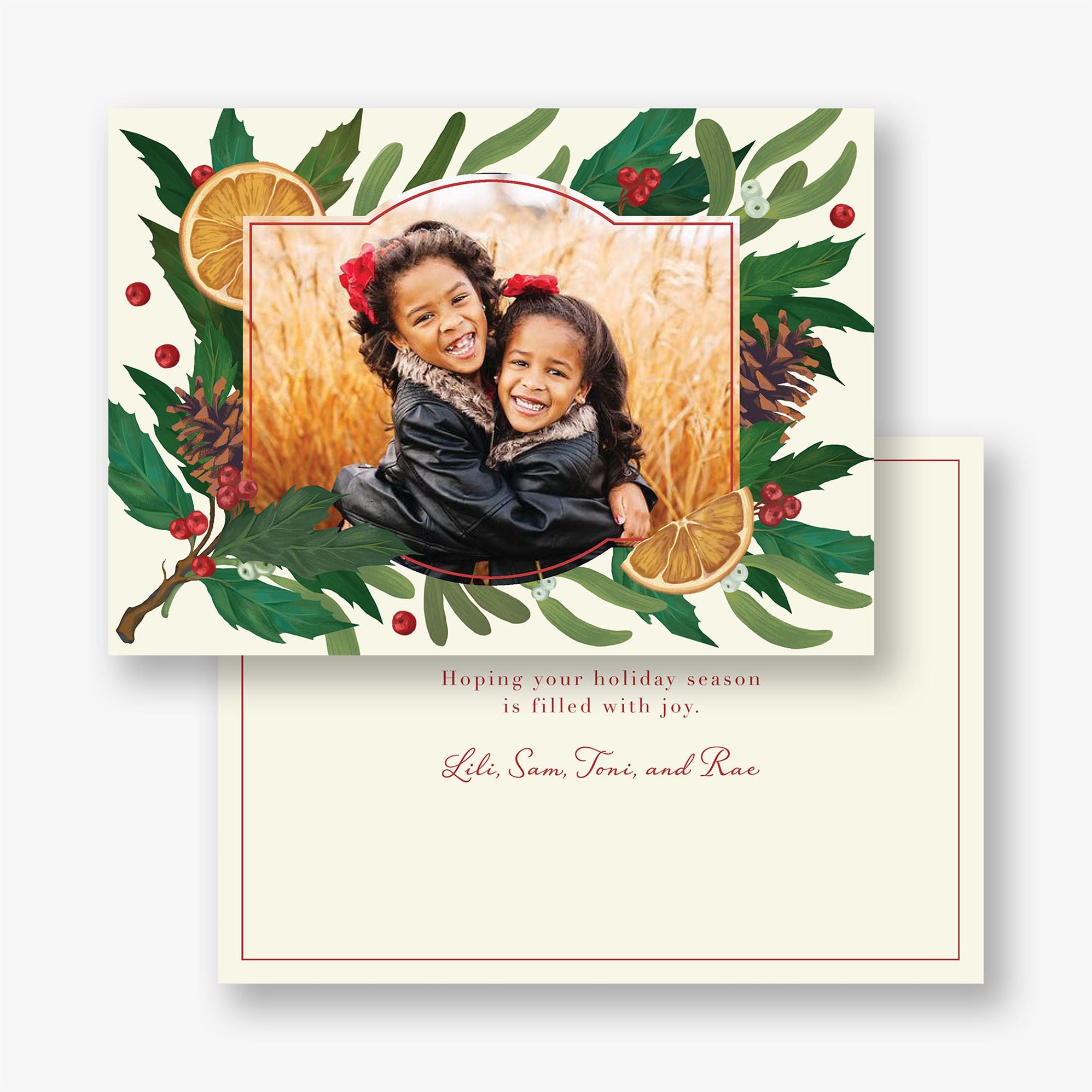 Pine and Orange Holiday Photo Card - Image 3
