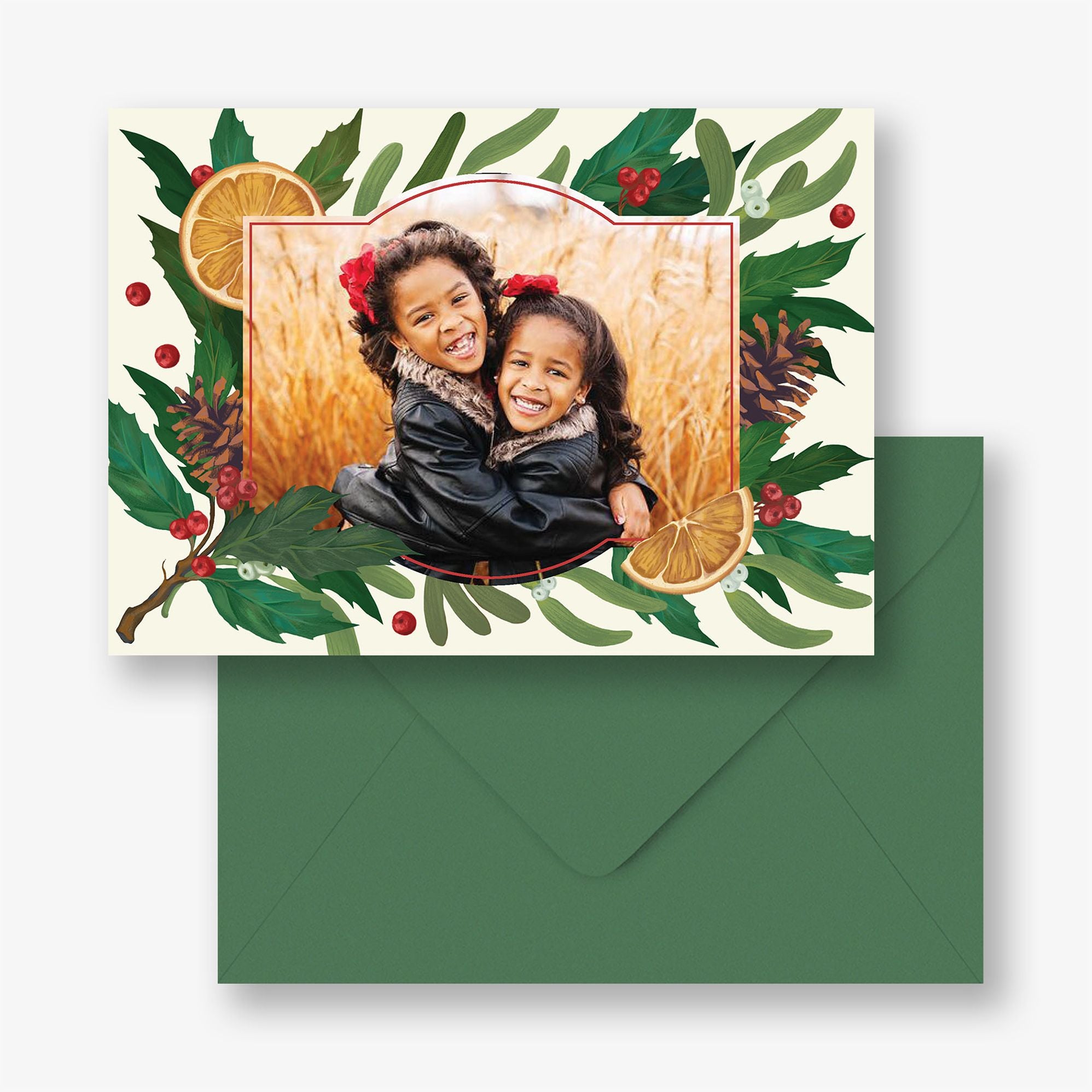 Pine and Orange Holiday Photo Card - Image 4