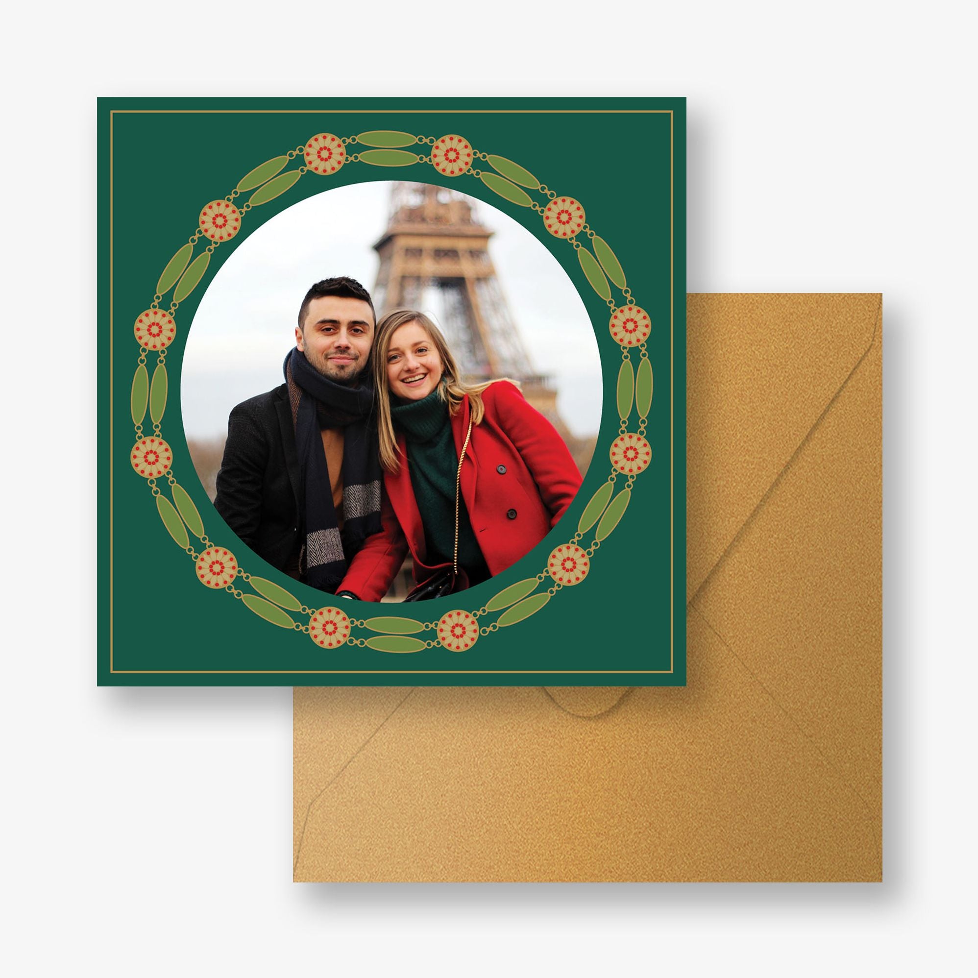 Jeweled Wreath Holiday Photo Card - Image 3