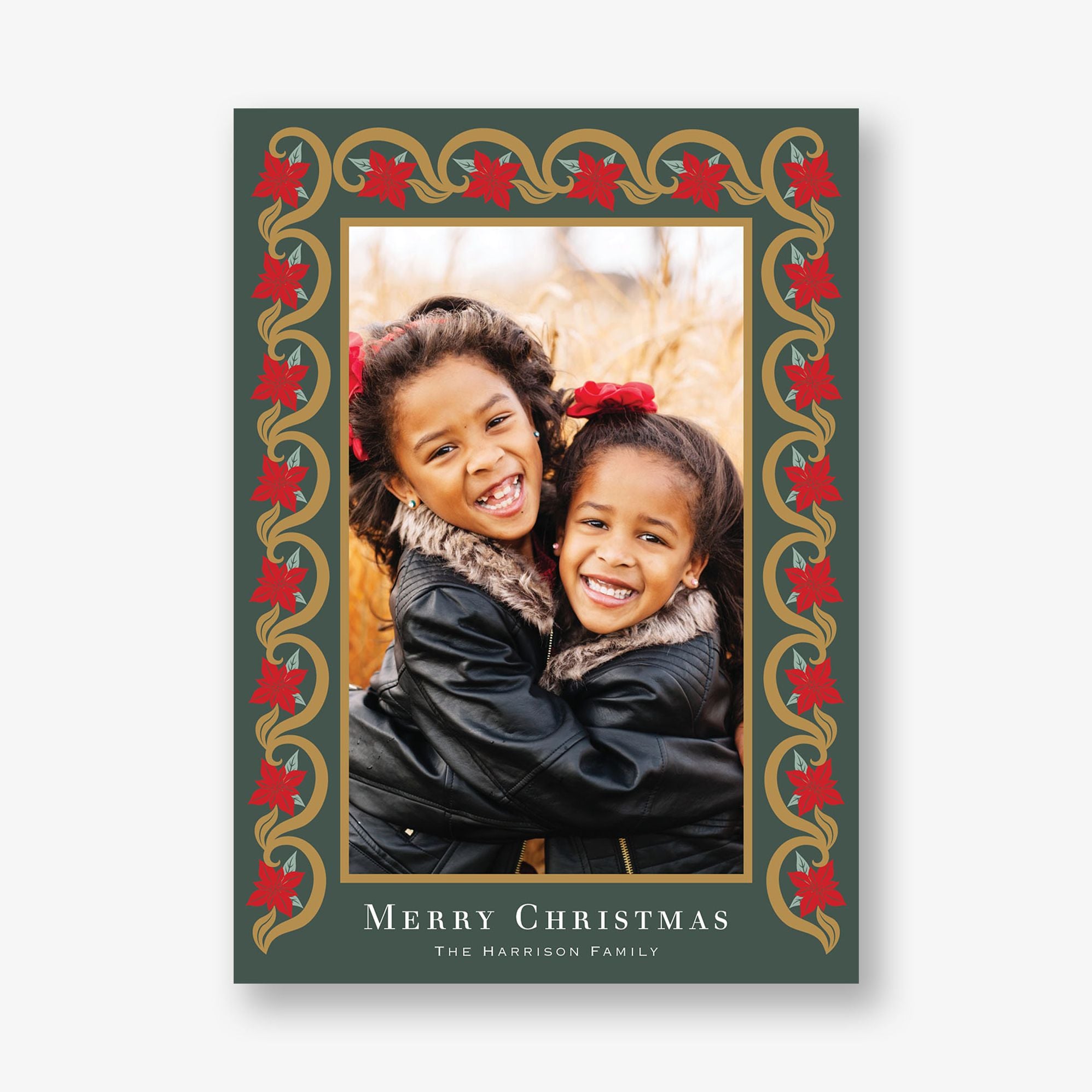 Gilded Poinsettia Holiday Photo Card - Image 2