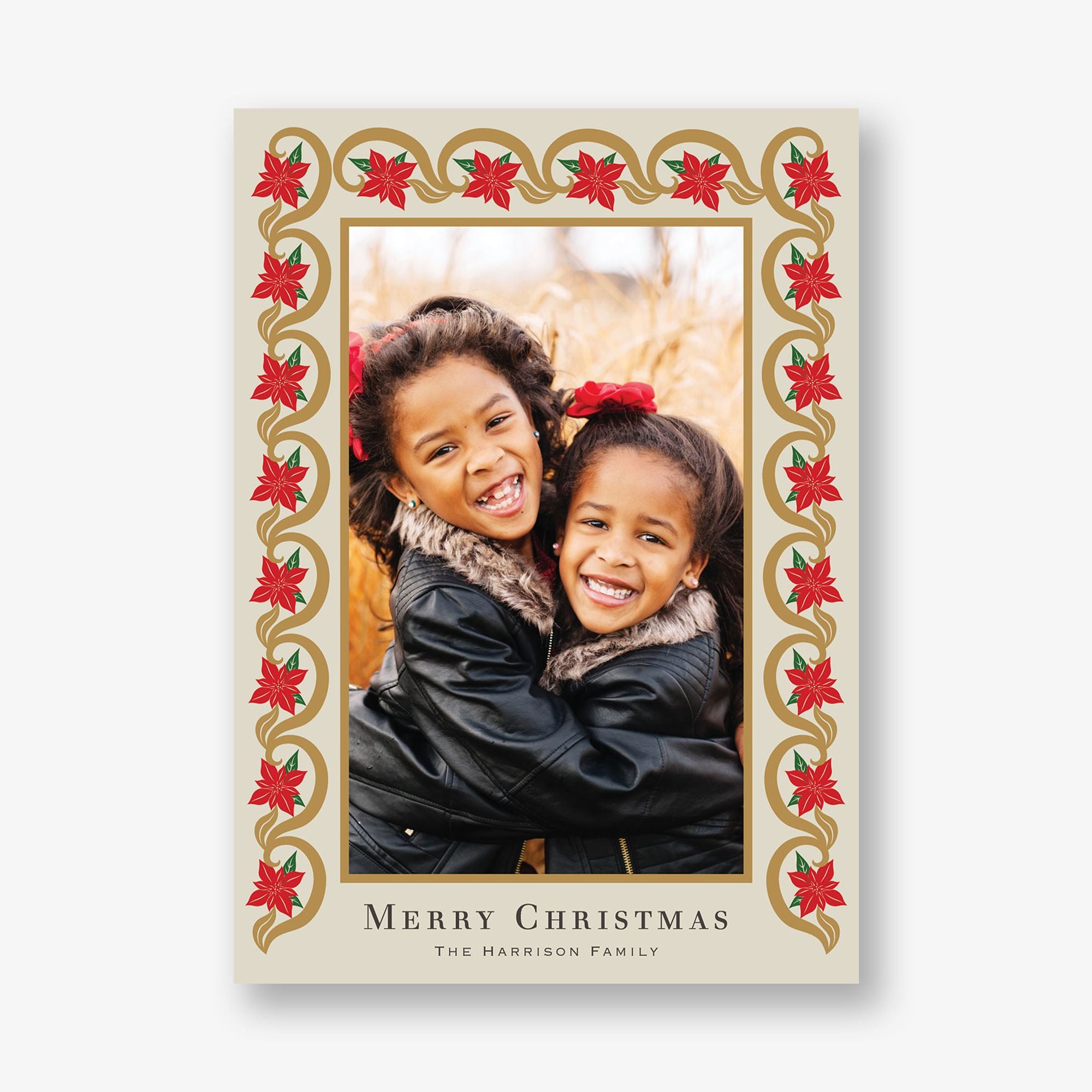 Gilded Poinsettia Holiday Photo Card - Image 3