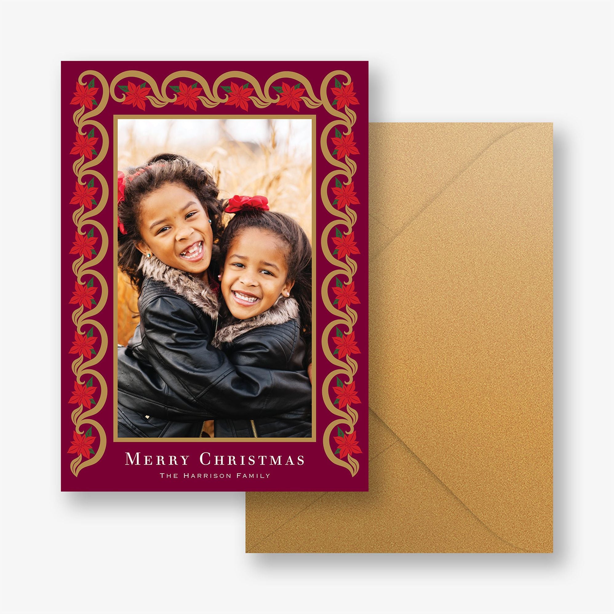 Gilded Poinsettia Holiday Photo Card - Image 5