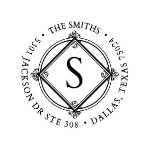Circle in Diamond Monogram Custom Stamp