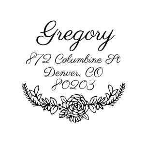 Laurel Frame Cursive Custom Stamp