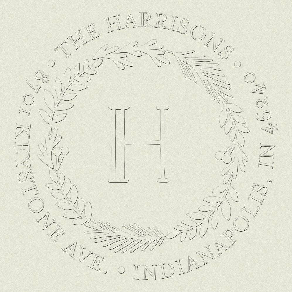 Monogram Wreath Custom Embosser Plate