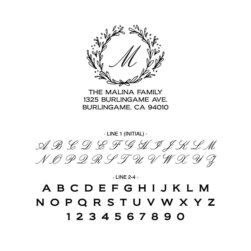 Monogram Wreath Custom Stamp - Image 2