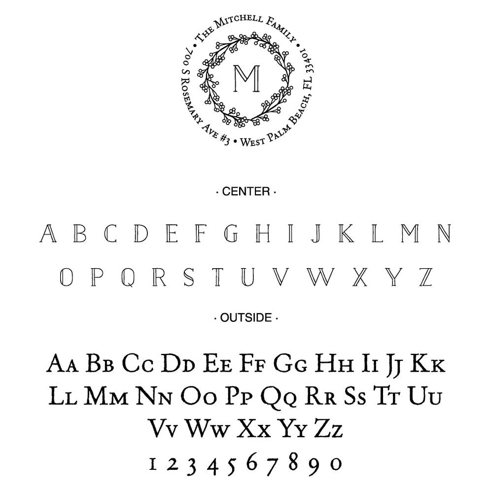 Berry Monogram Wreath Custom Stamp - Image 2