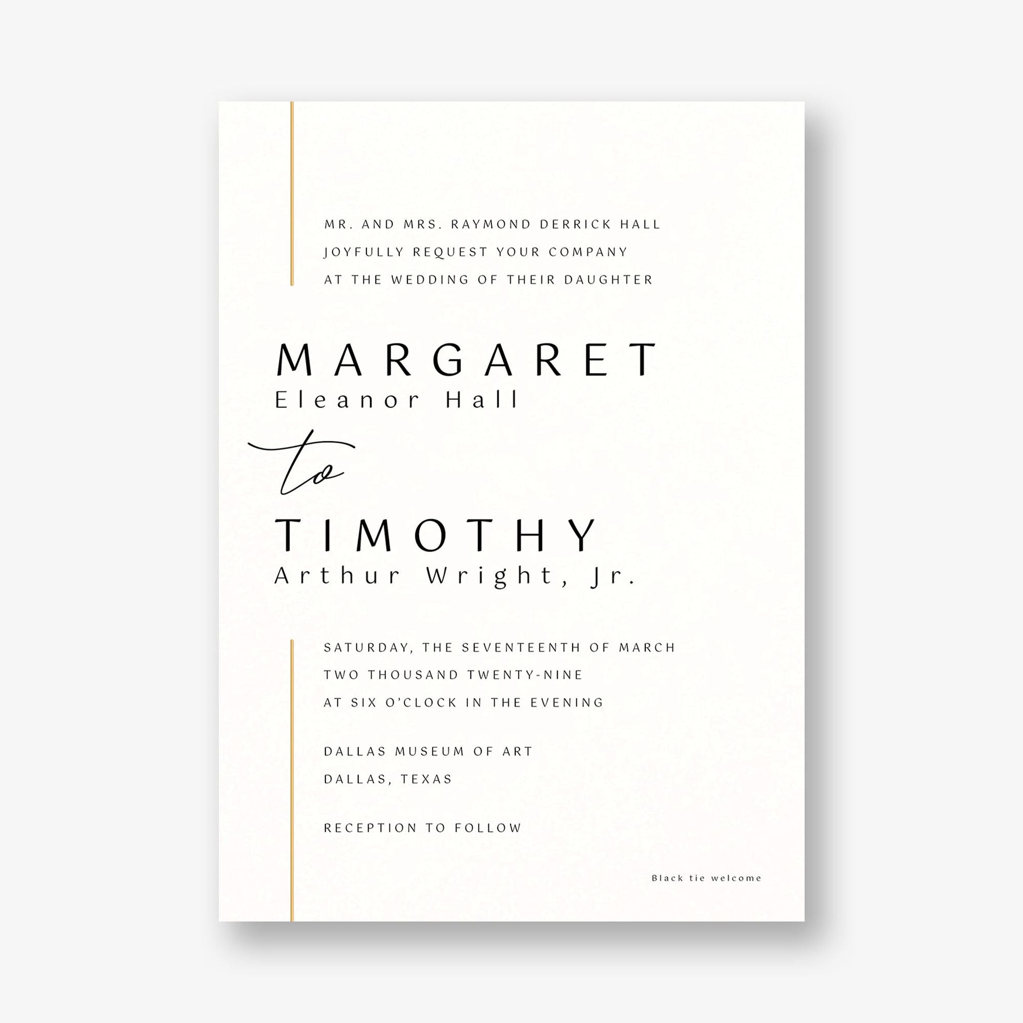 Contemporary Borderline Foil Wedding Invitation