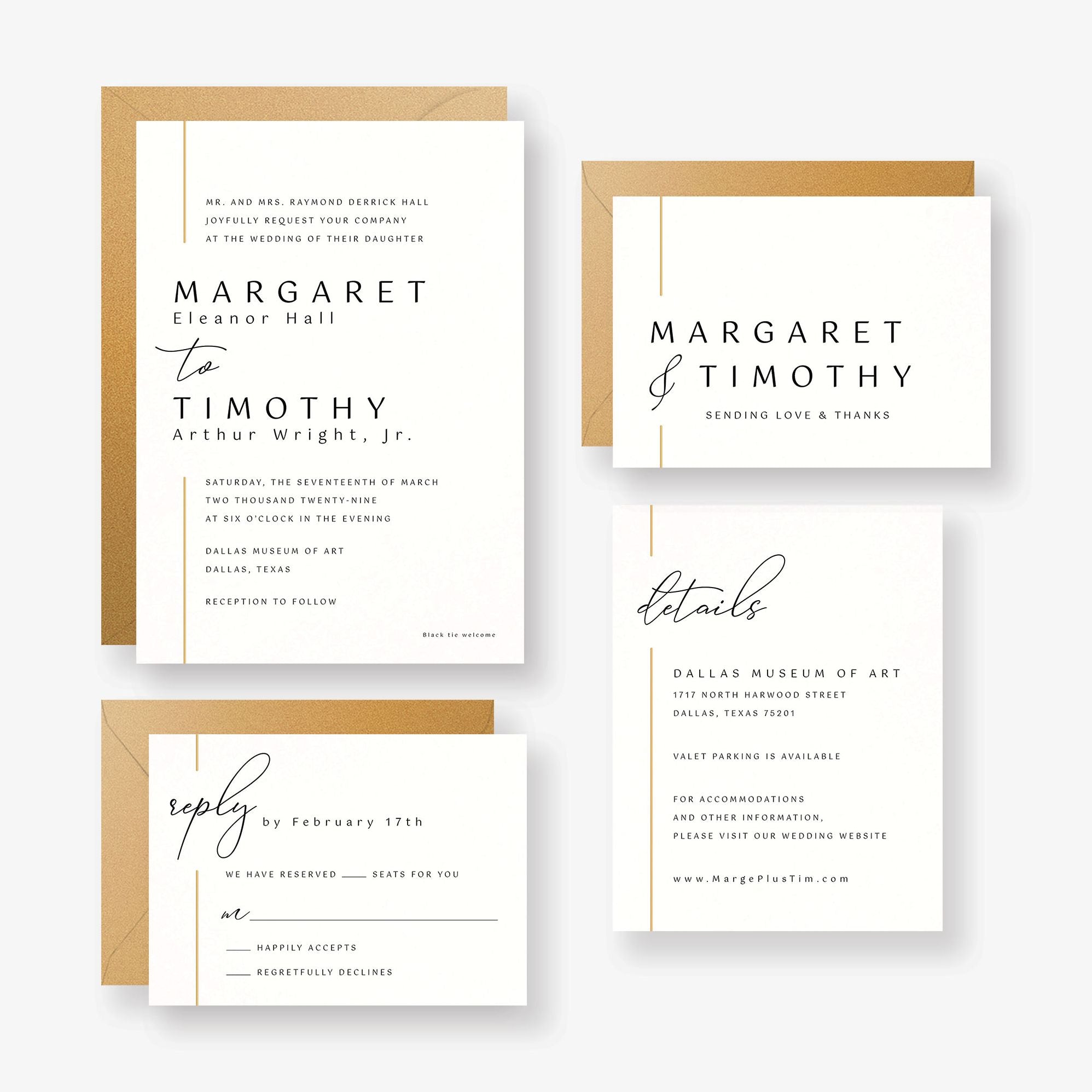 Contemporary Borderline Foil Wedding Invitation - Image 2