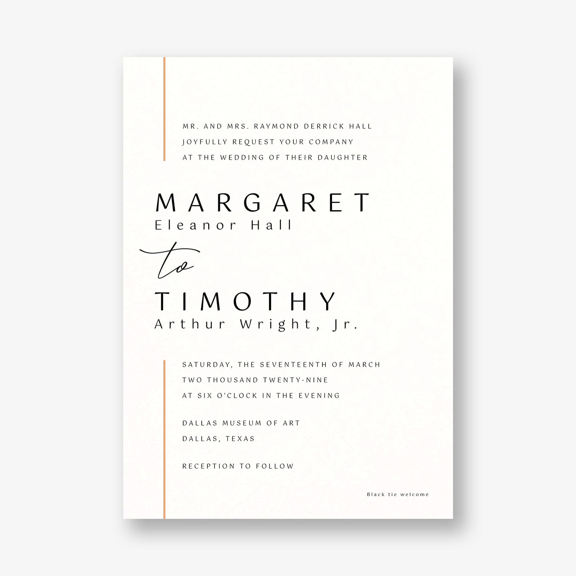 Contemporary Borderline Foil Wedding Invitation - Image 5