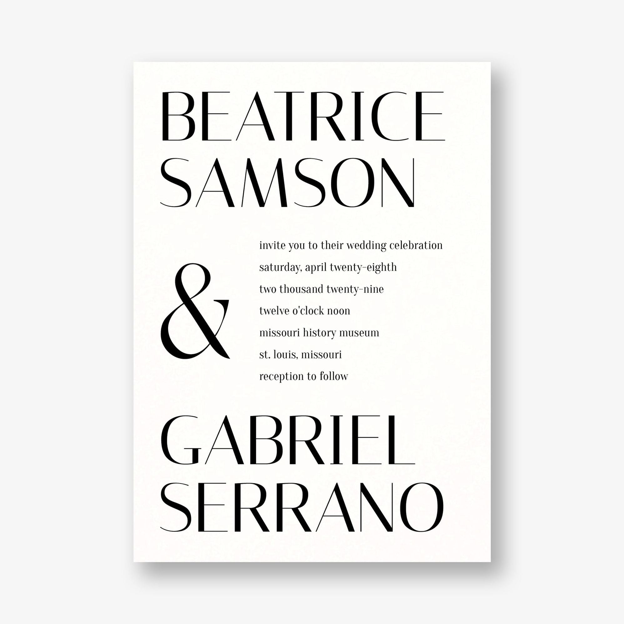 Stacked Deco Type Wedding Invitation