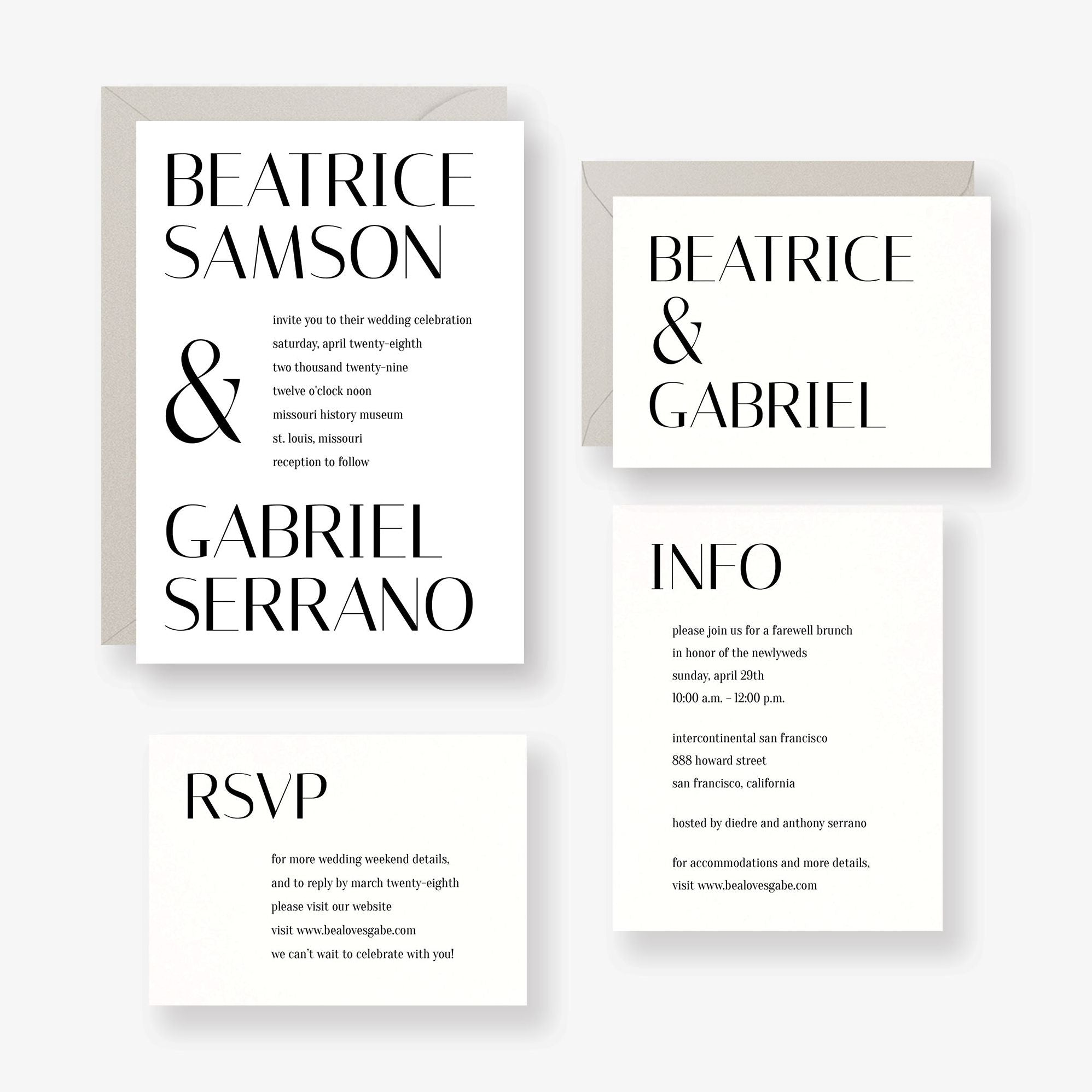Stacked Deco Type Wedding Invitation - Image 2