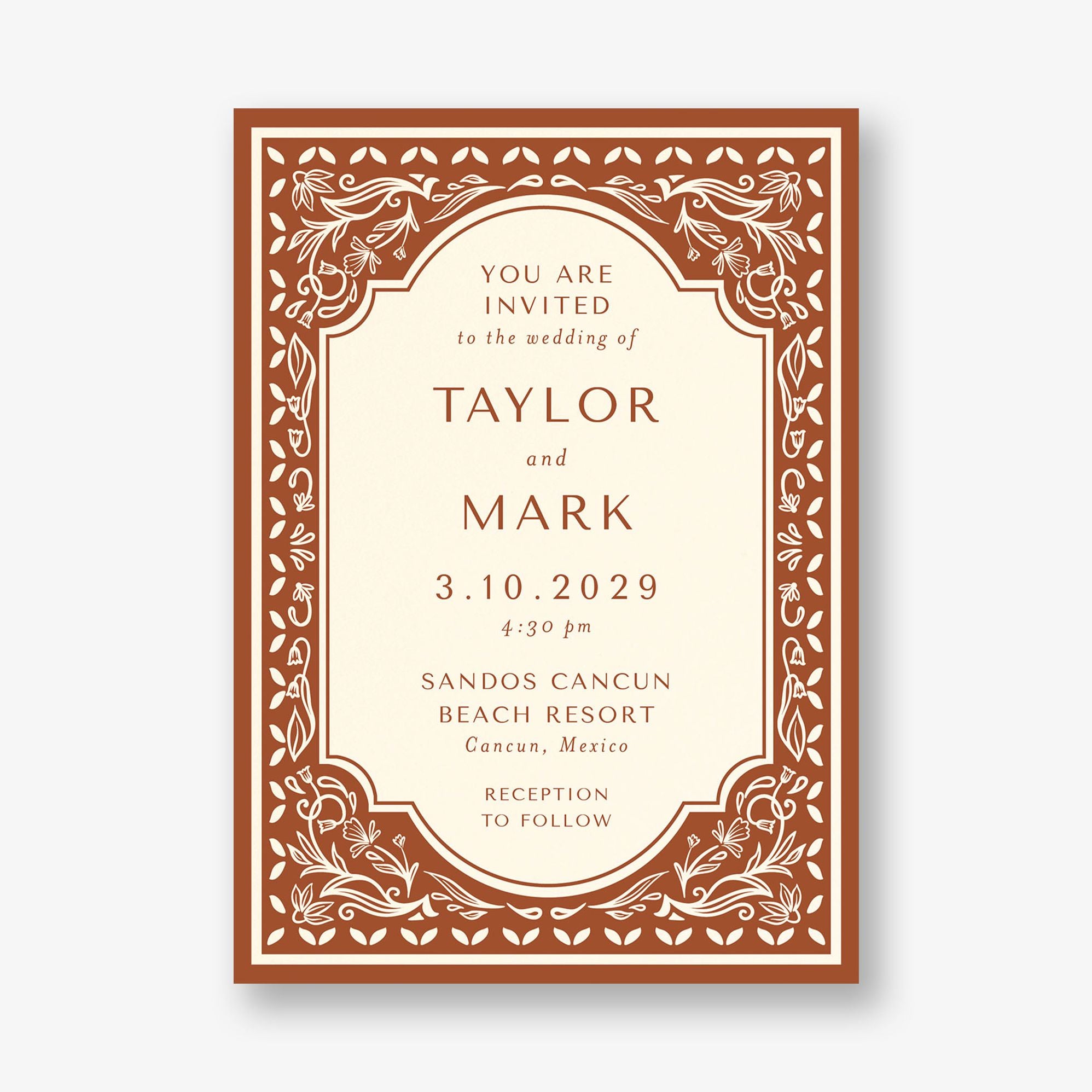 Folk Floral Frame Wedding Invitation - Image 3