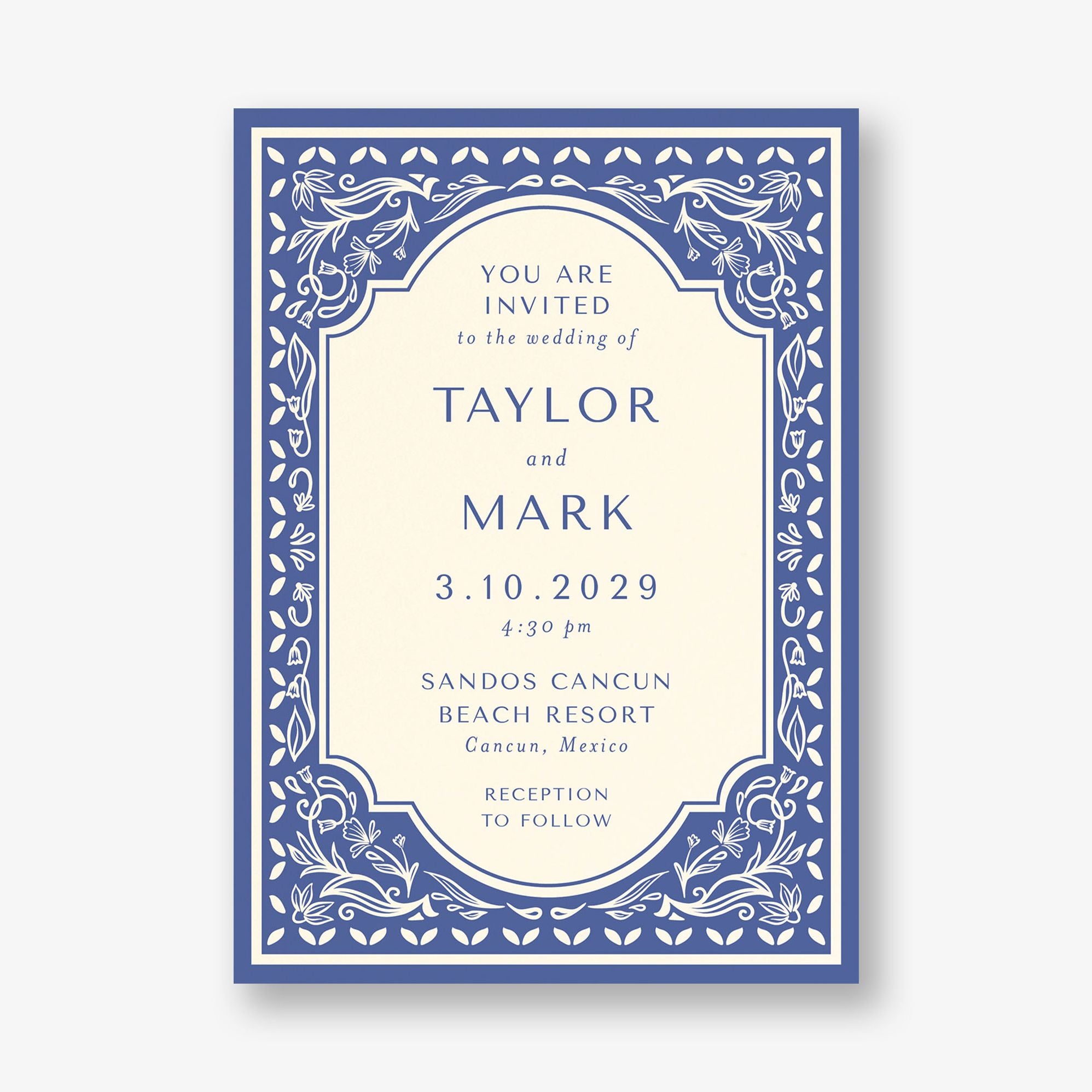 Folk Floral Frame Wedding Invitation - Image 4