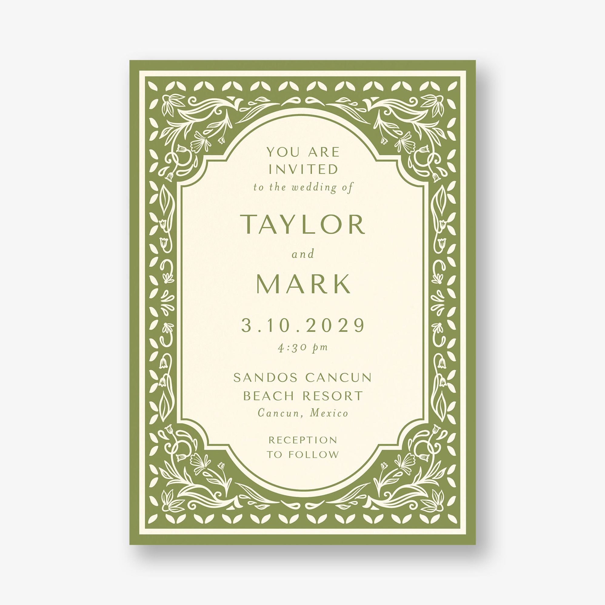 Folk Floral Frame Wedding Invitation - Image 5
