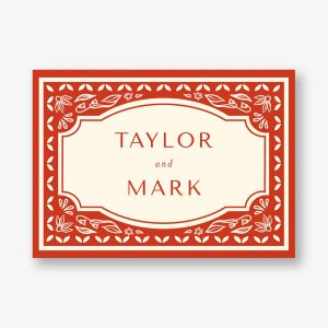 Folk Floral Frame Stationery Card