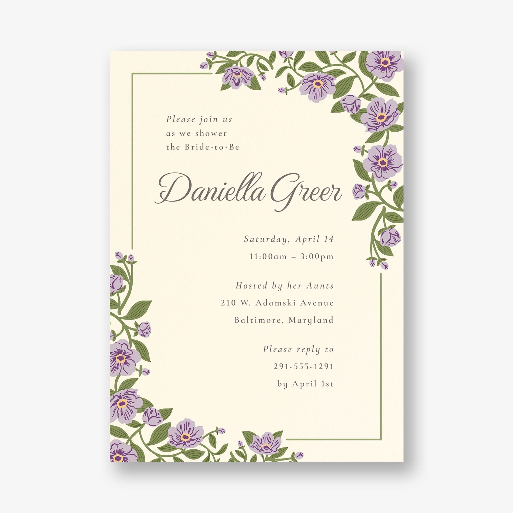 Vintage Primrose Bridal Shower Invitation - Image 2