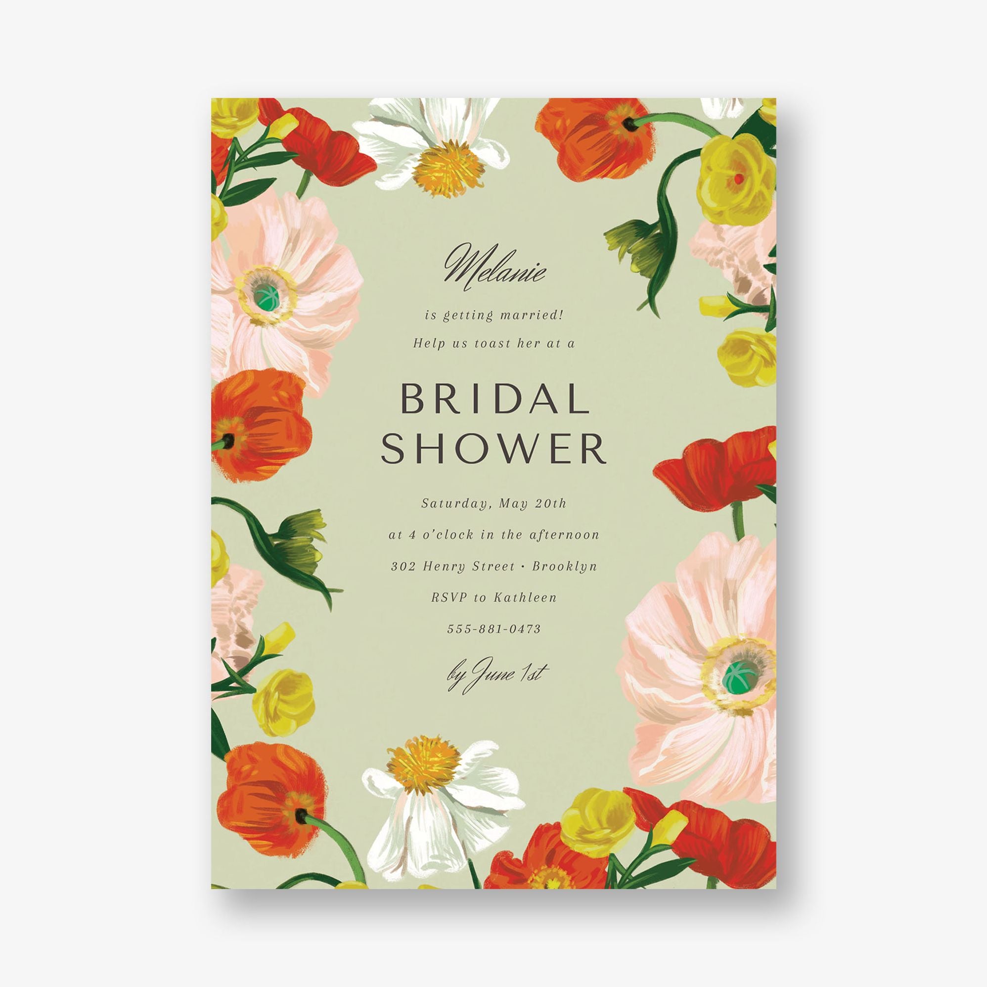 Bright Bouquet Border Bridal Shower Invitation - Image 4