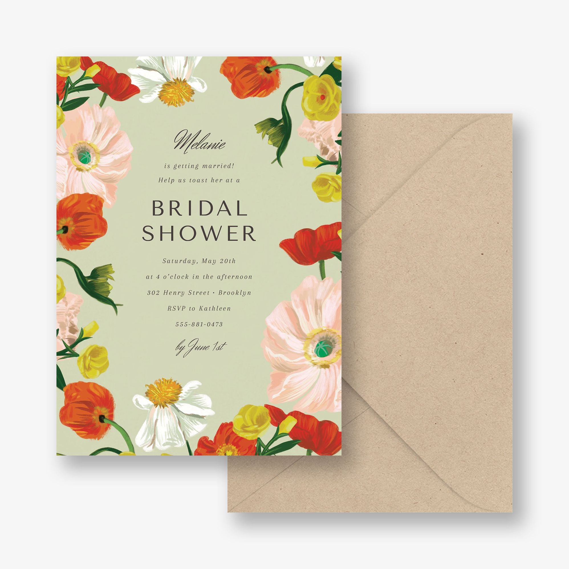 Bright Bouquet Border Bridal Shower Invitation - Image 2