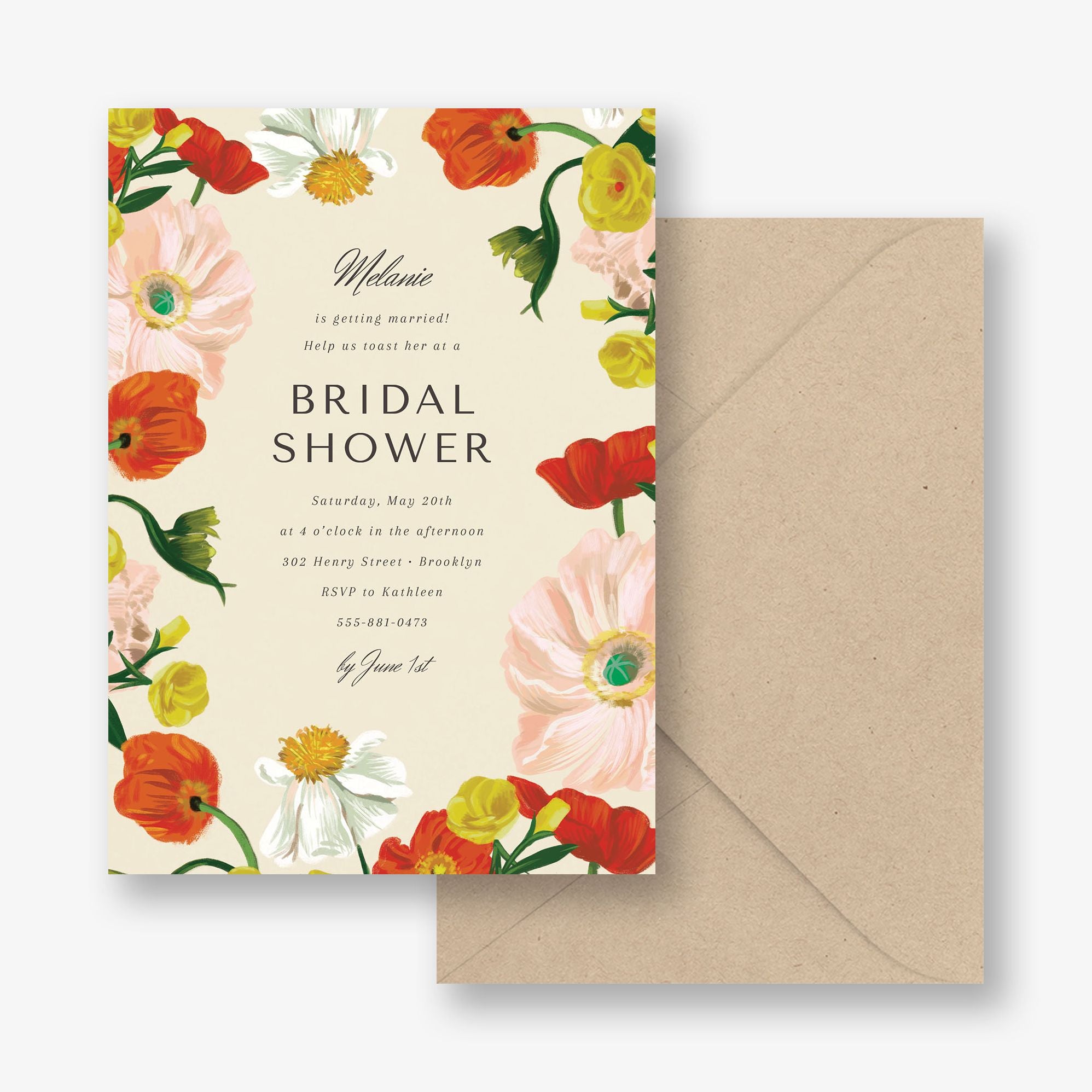 Bright Bouquet Border Bridal Shower Invitation - Image 3