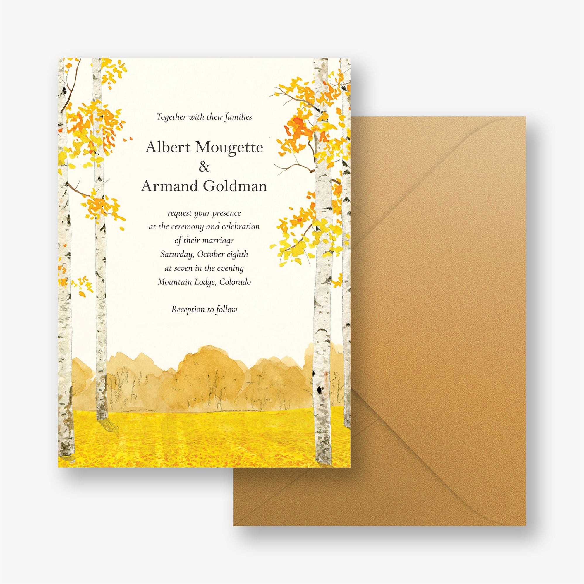 Yellow Leaves Wedding Invitation - Image 3