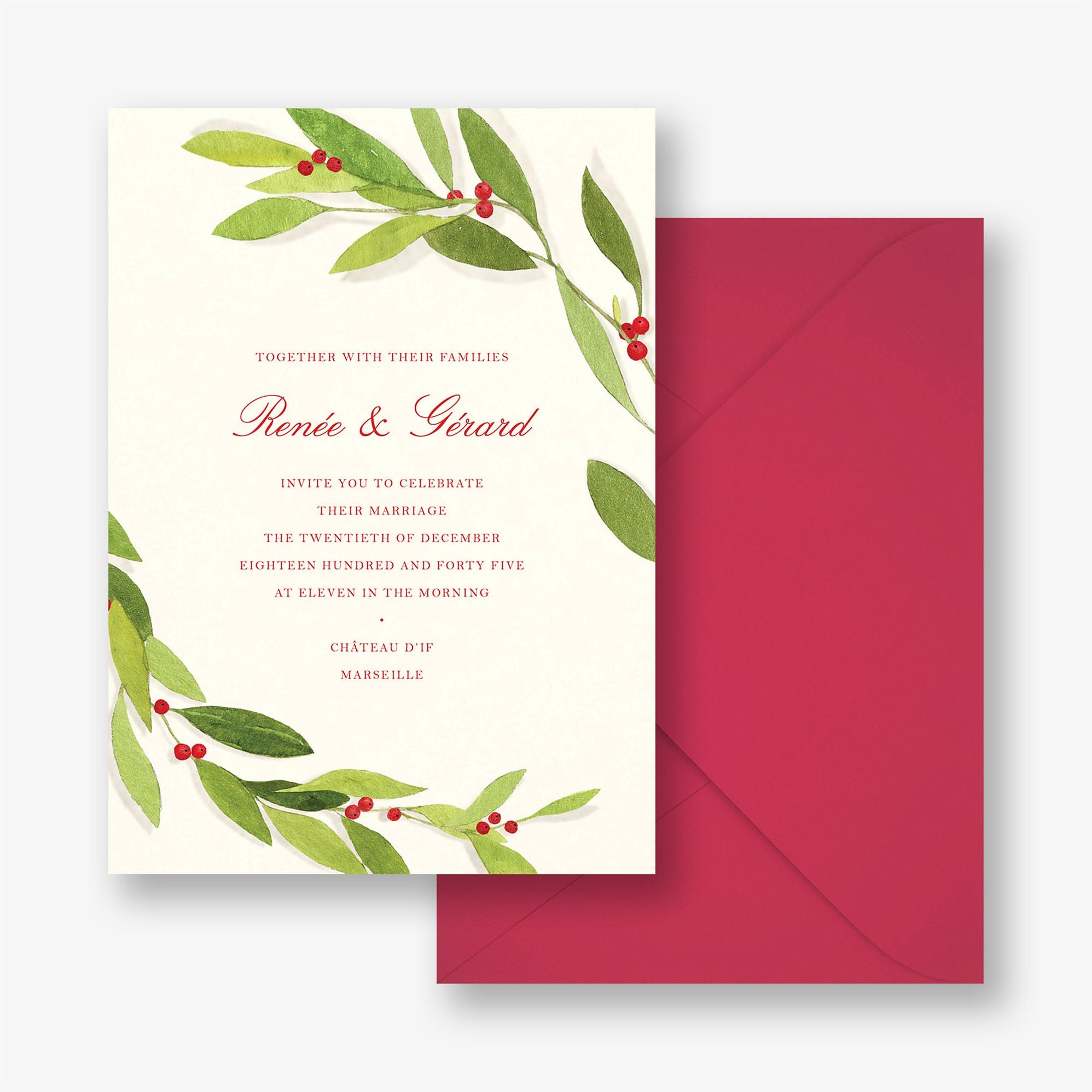 Red Sprigs Wedding Invitation - Image 2