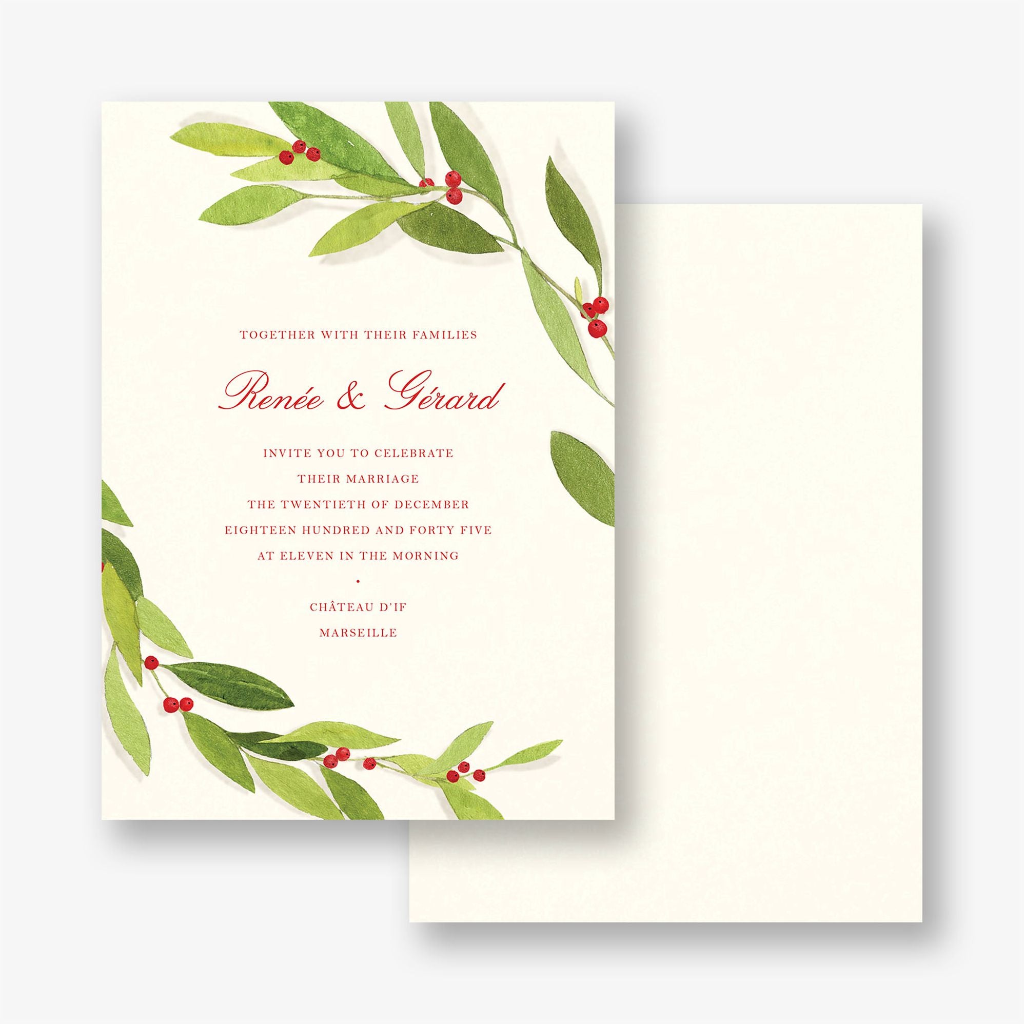 Red Sprigs Wedding Invitation - Image 3