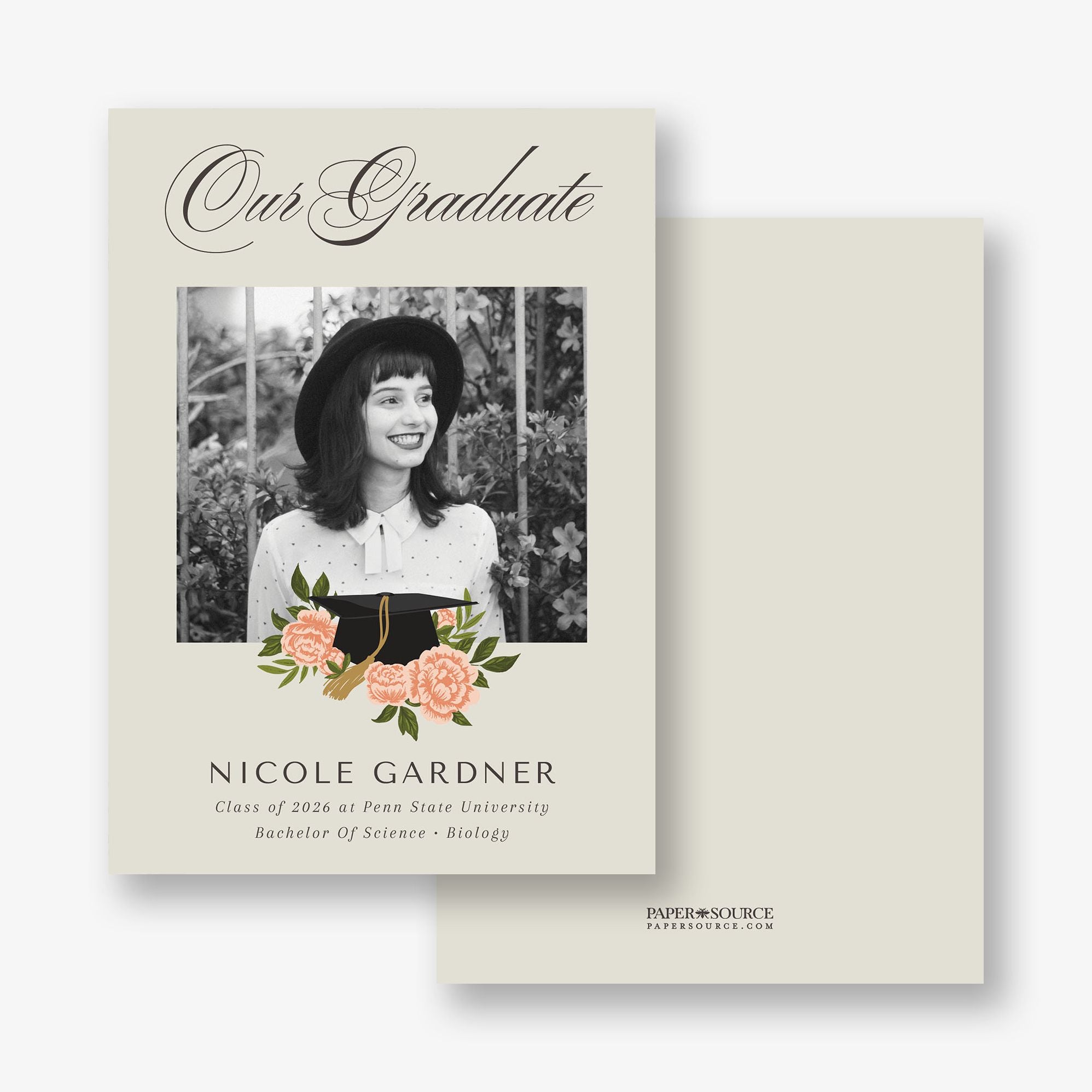 Peony Grad Cap Graduation Announcement - Image 2