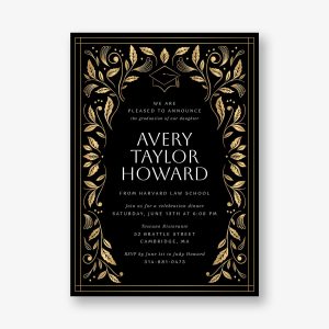 Grad Foliage Foil Graduation Invitation