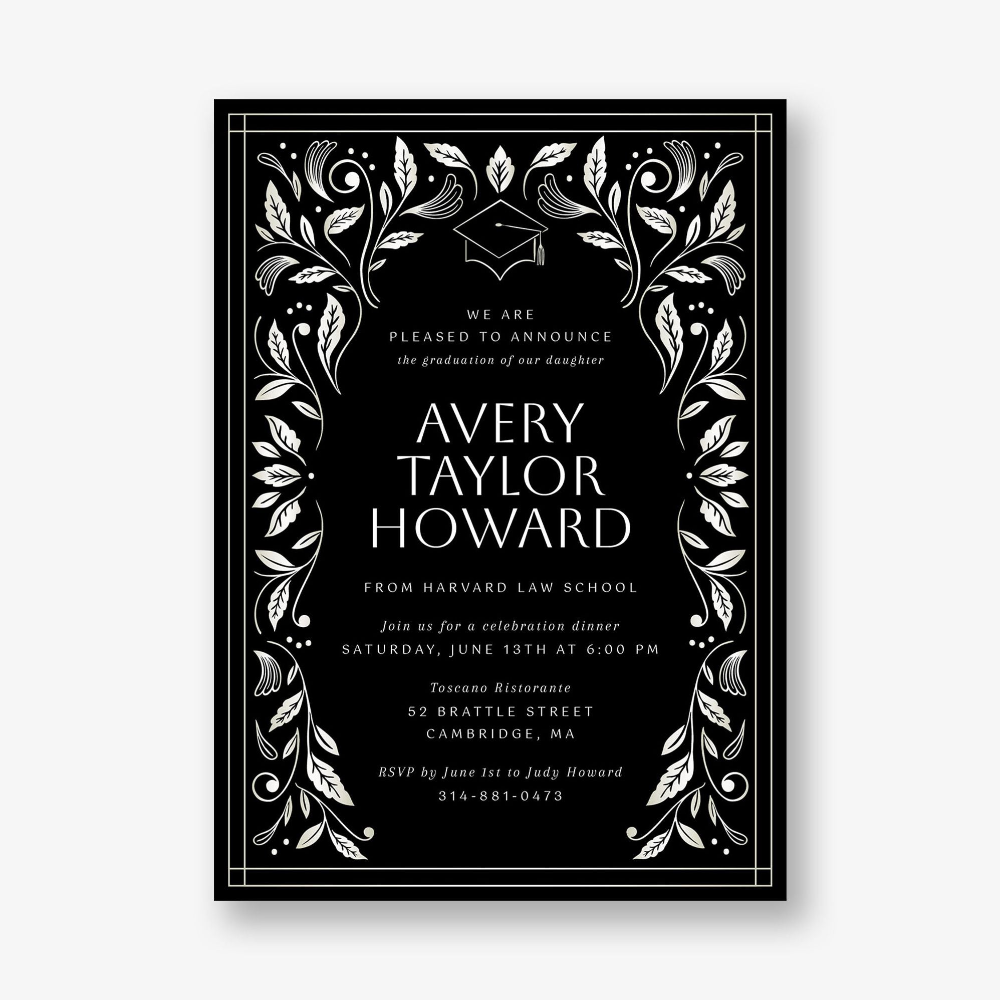 Grad Foliage Foil Graduation Invitation - Image 2
