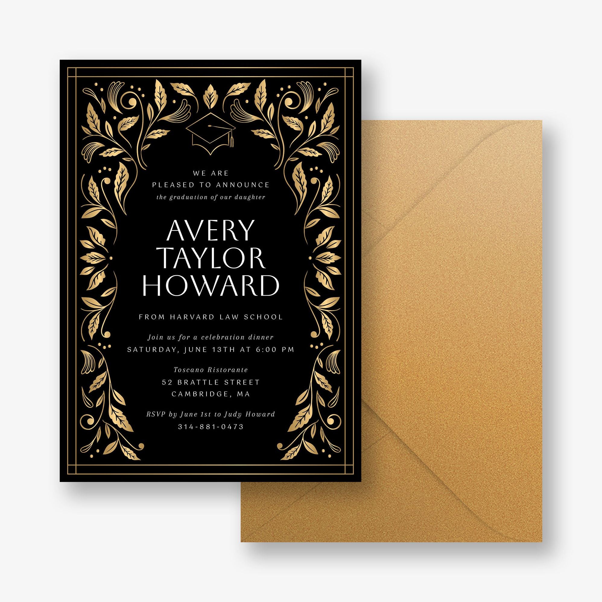 Grad Foliage Foil Graduation Invitation - Image 4