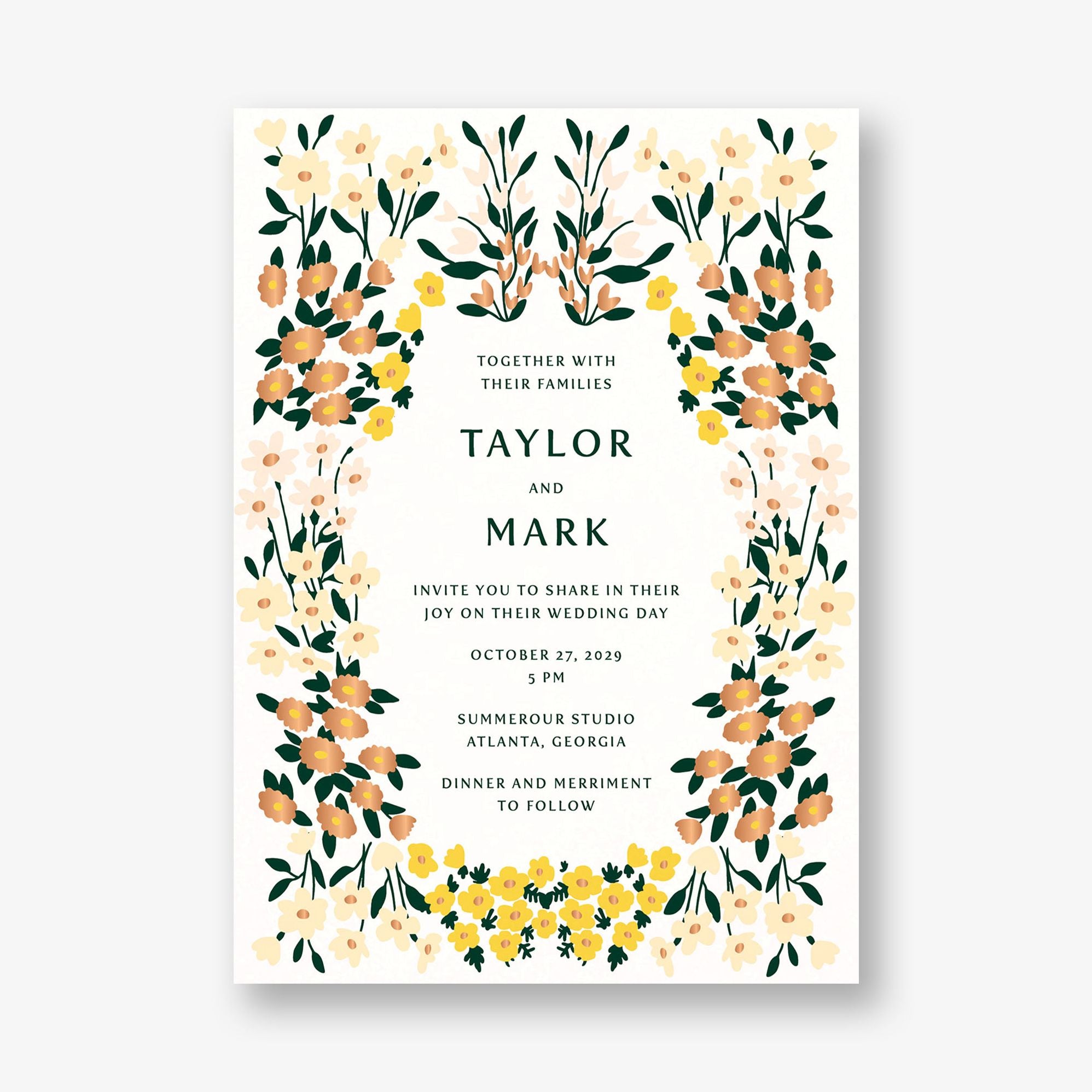 Cottage Garden Foil Wedding Invitation - Image 5