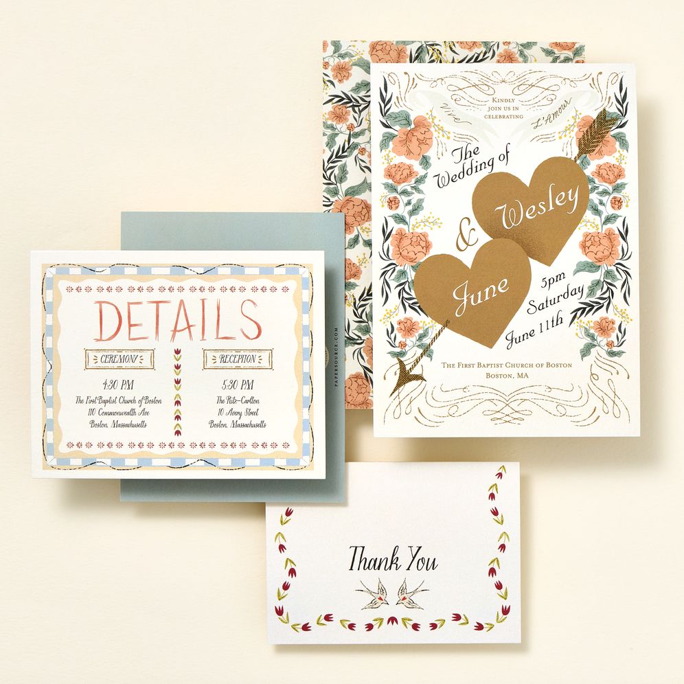 Vintage Hearts Wedding Invitation - Image 4