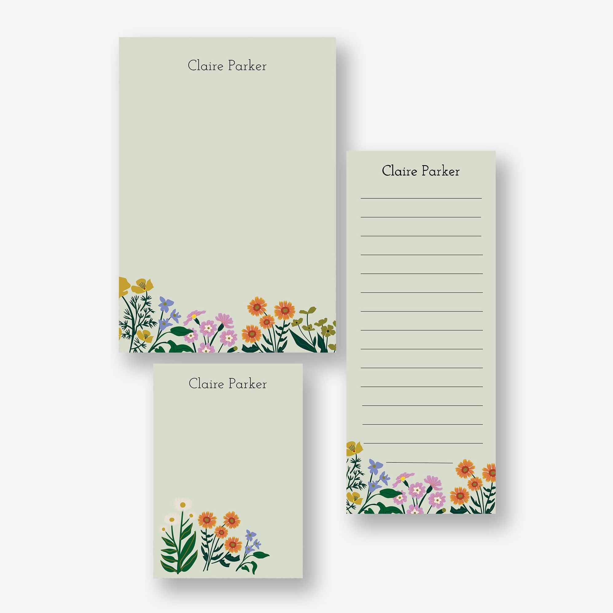 Wildflower Field Mixed Personalized Notepad Set