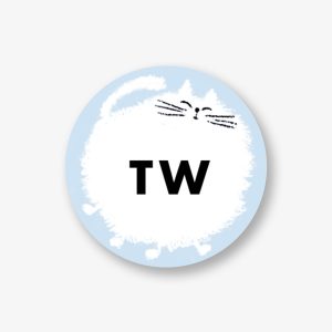 Fluffy Cat Personalized Circle Label
