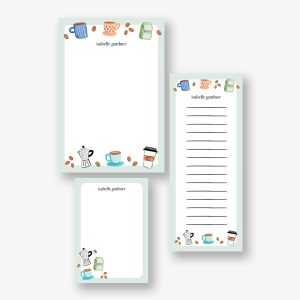 Coffee Doodles Personalized Mixed Notepad Set