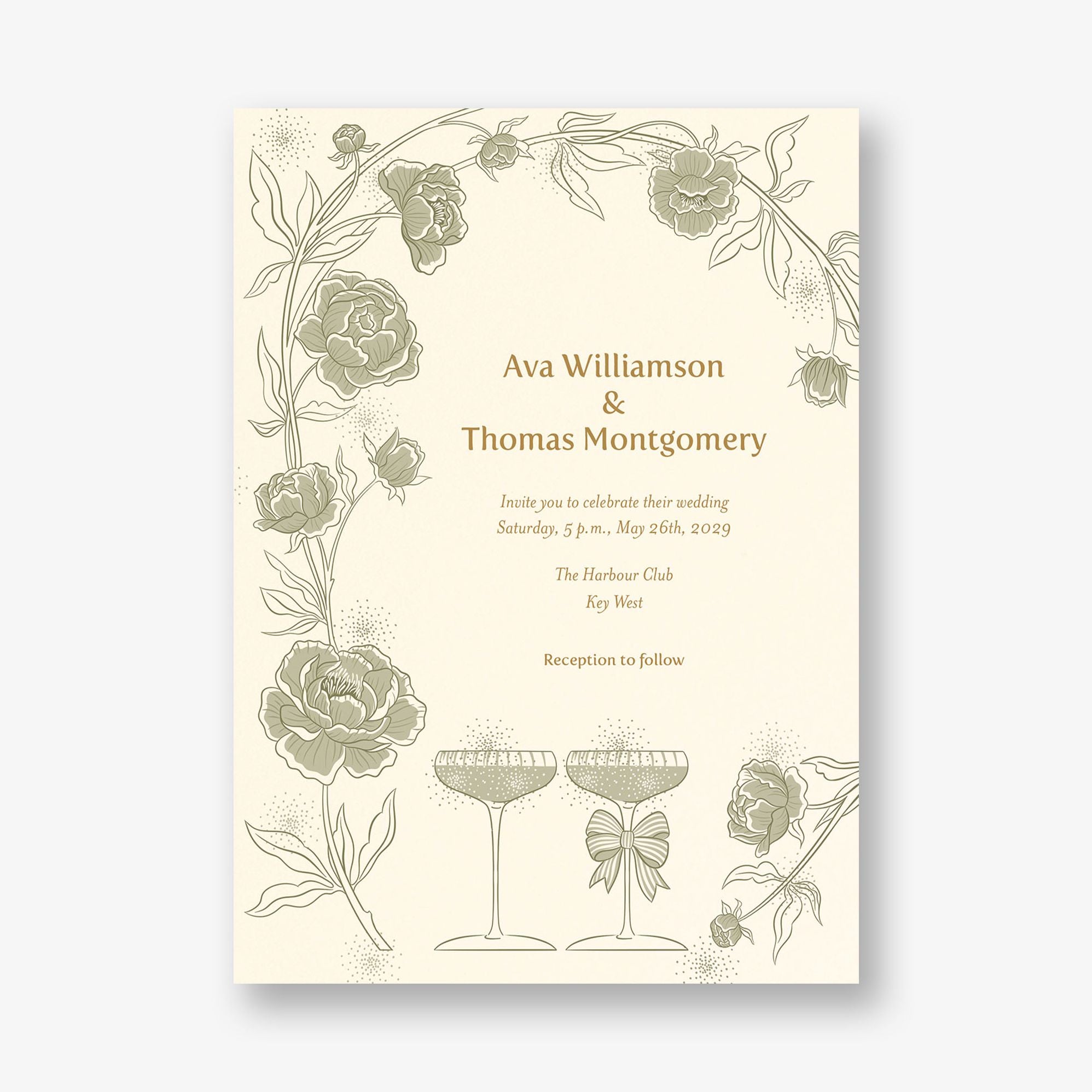 Champagne Glasses Wedding Invitation - Image 2