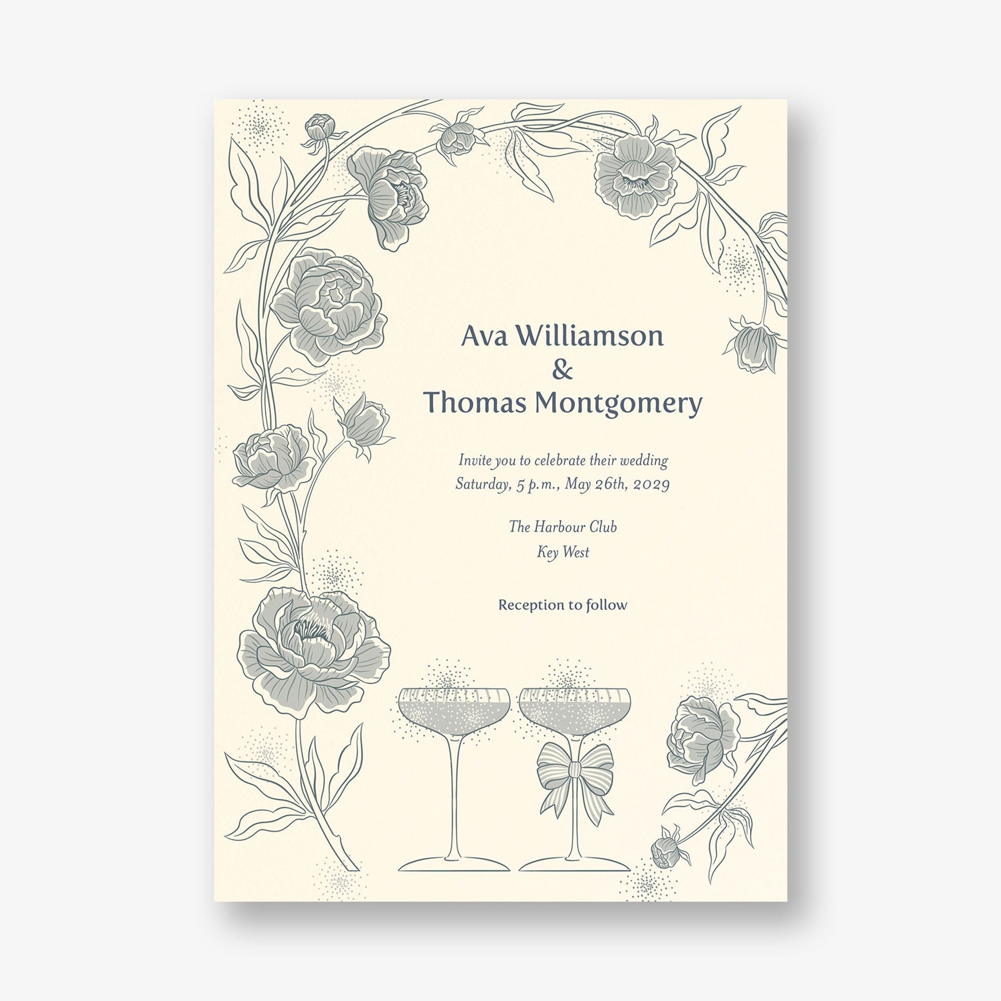 Champagne Glasses Wedding Invitation - Image 3