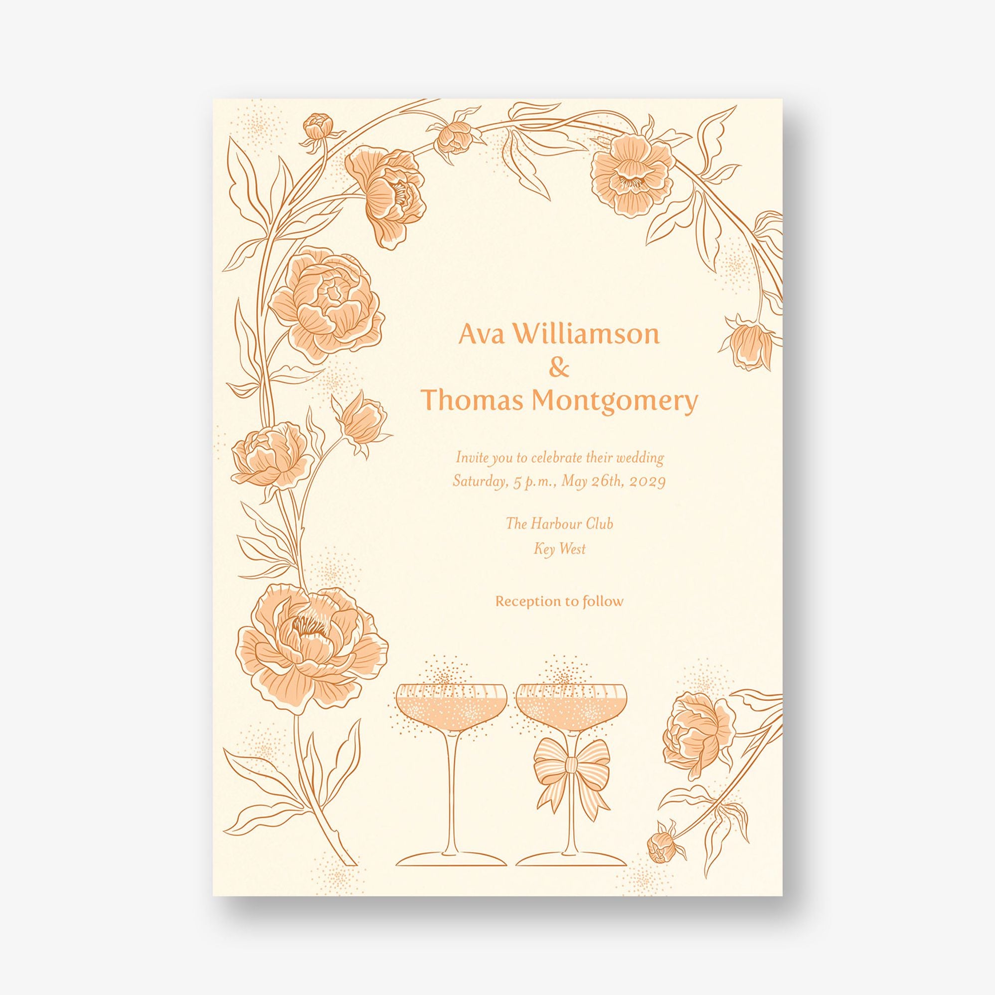 Champagne Glasses Wedding Invitation - Image 4