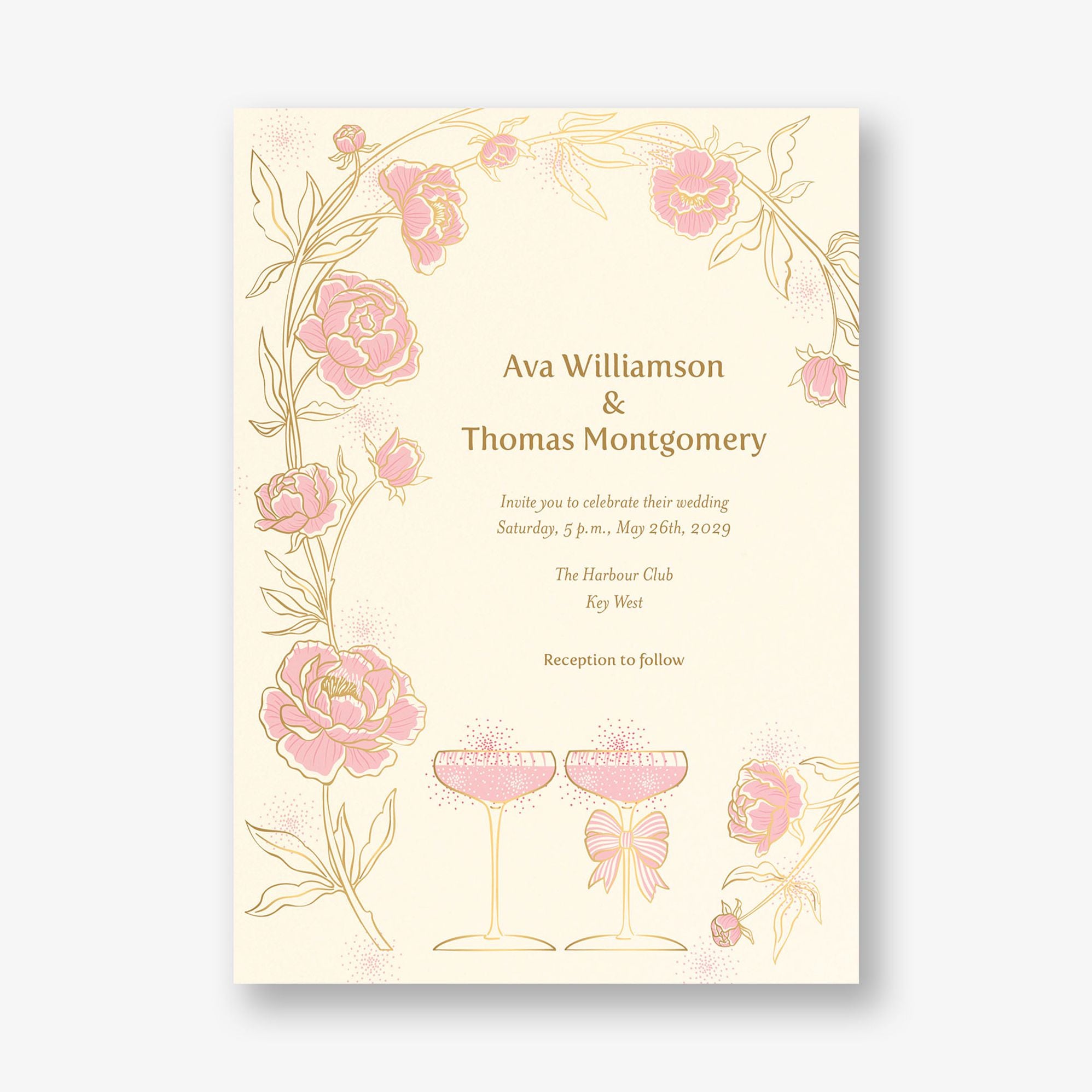 Champagne Glasses Foil Wedding Invitation - Image 2
