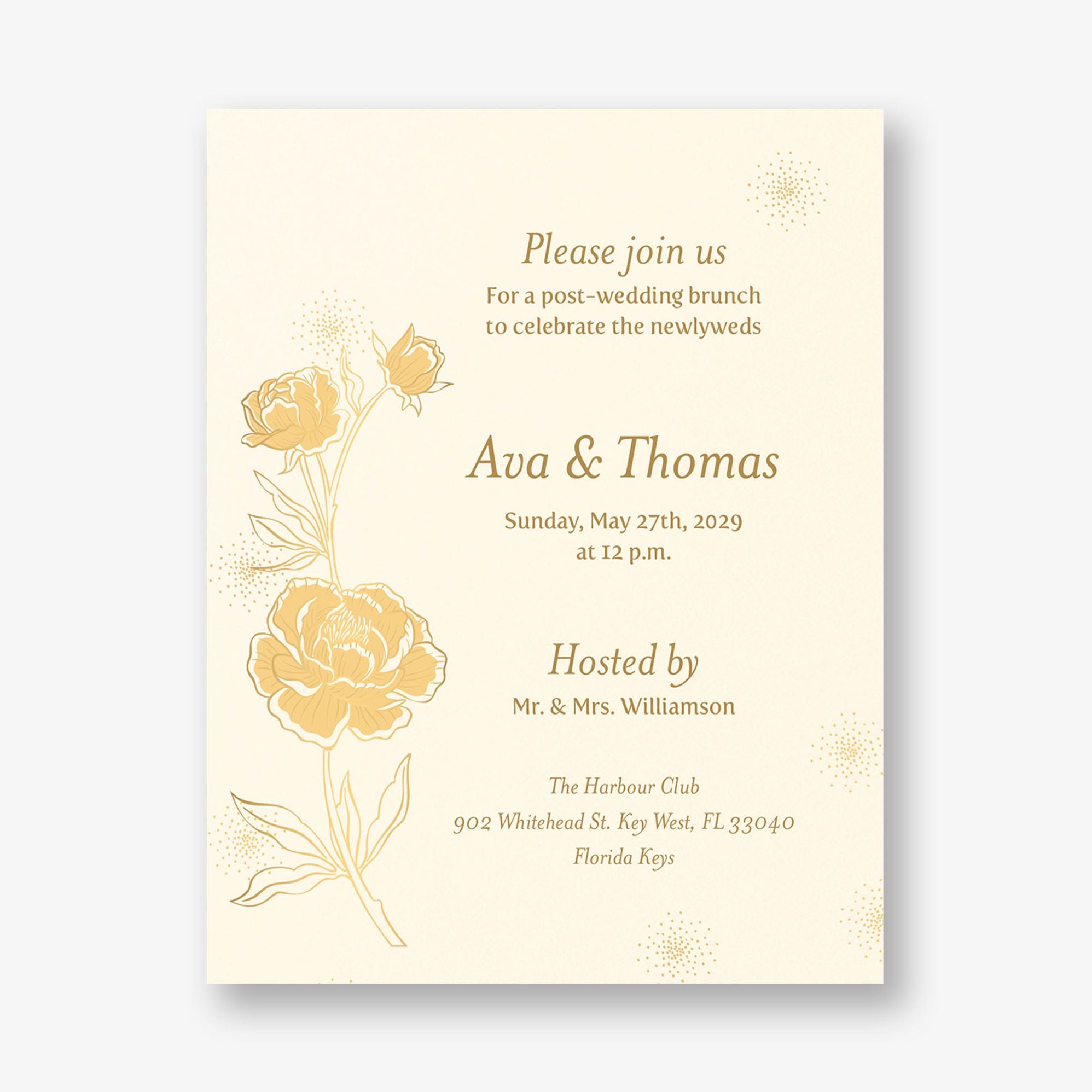 Champagne Glasses Foil Information Card