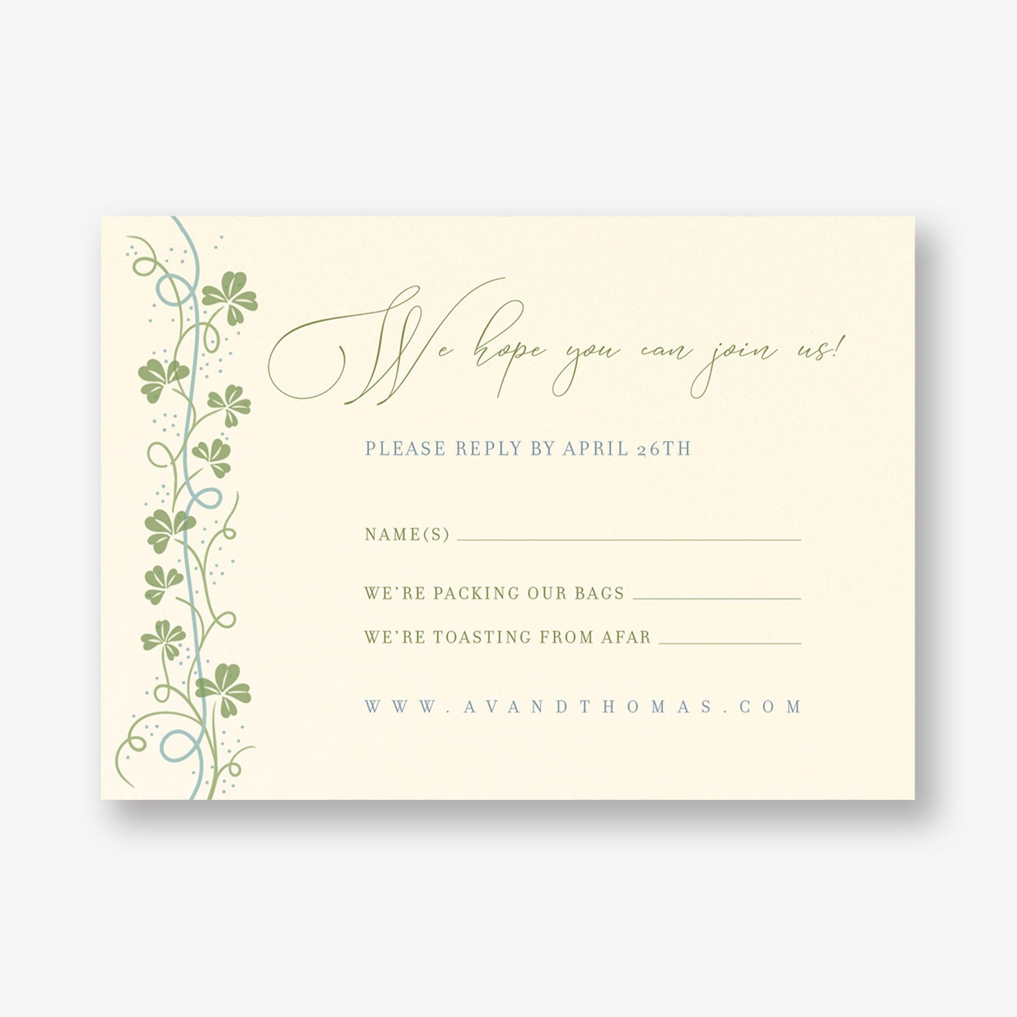 Lucky Clovers Response Card