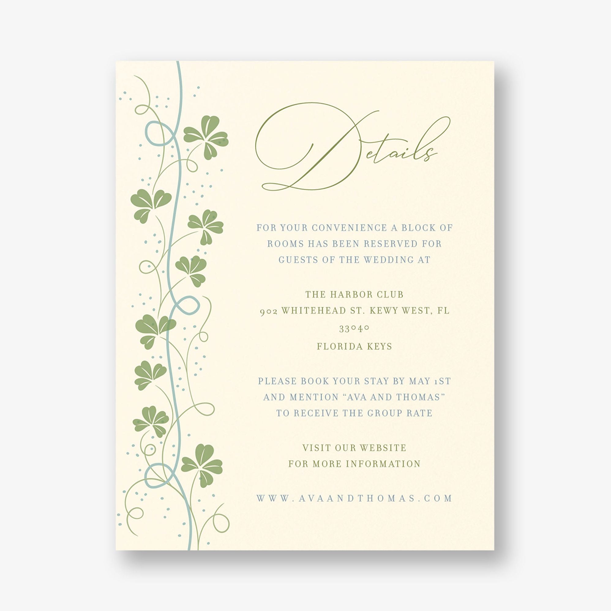 Lucky Clovers Information Card