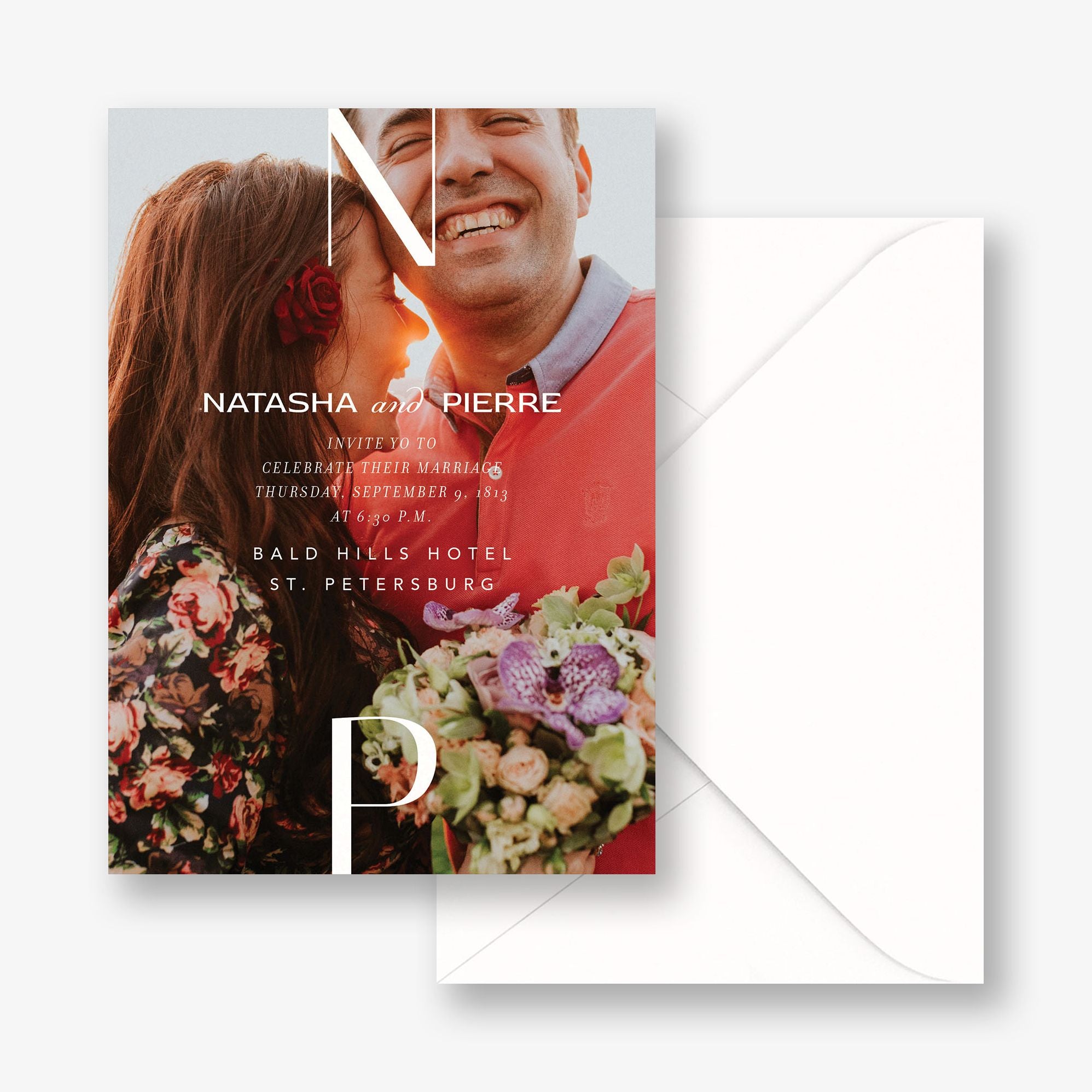 Editorial Initials Photo Wedding Invitation - Image 2