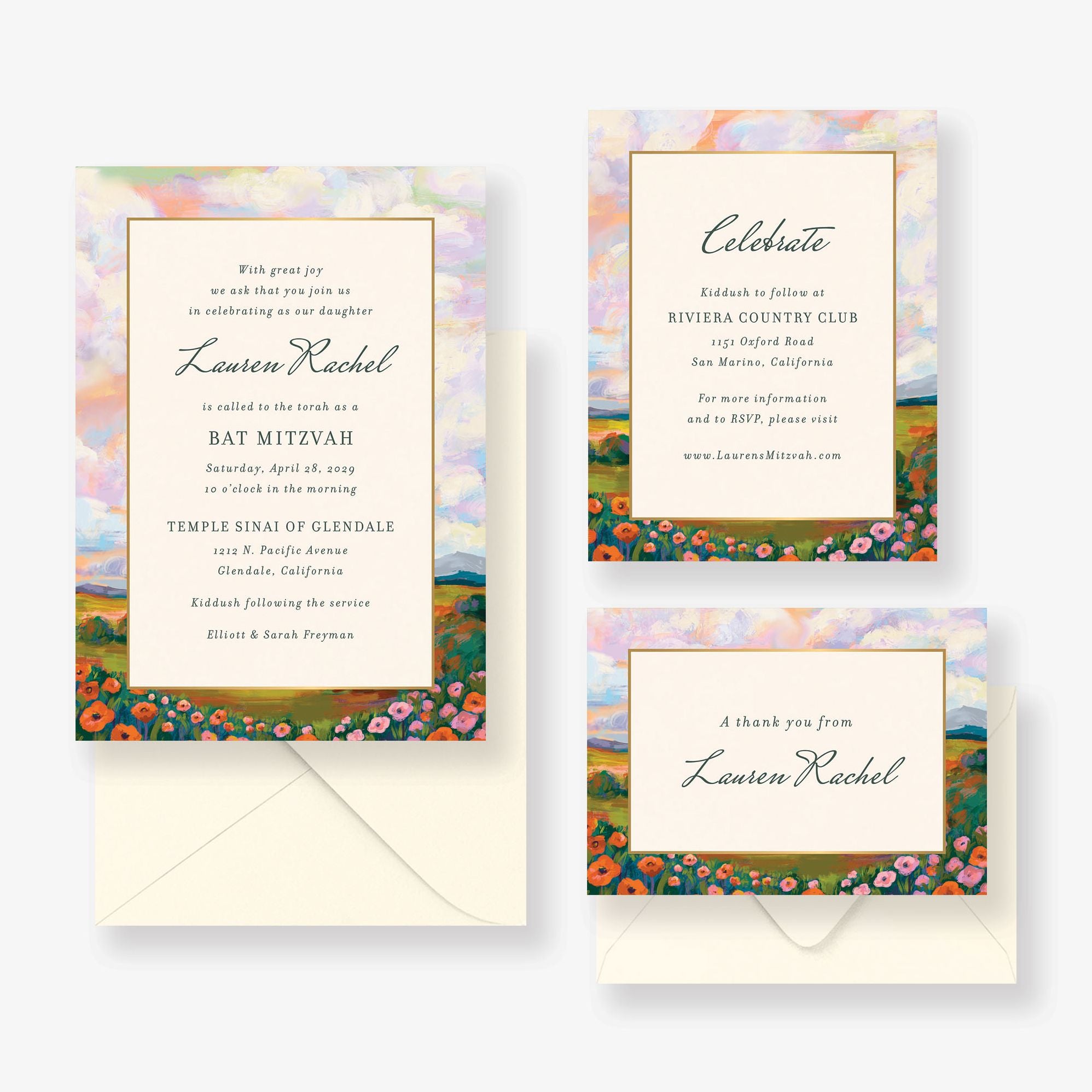 Dreamy Pasture Foil Bat Mitzvah Invitation - Image 2