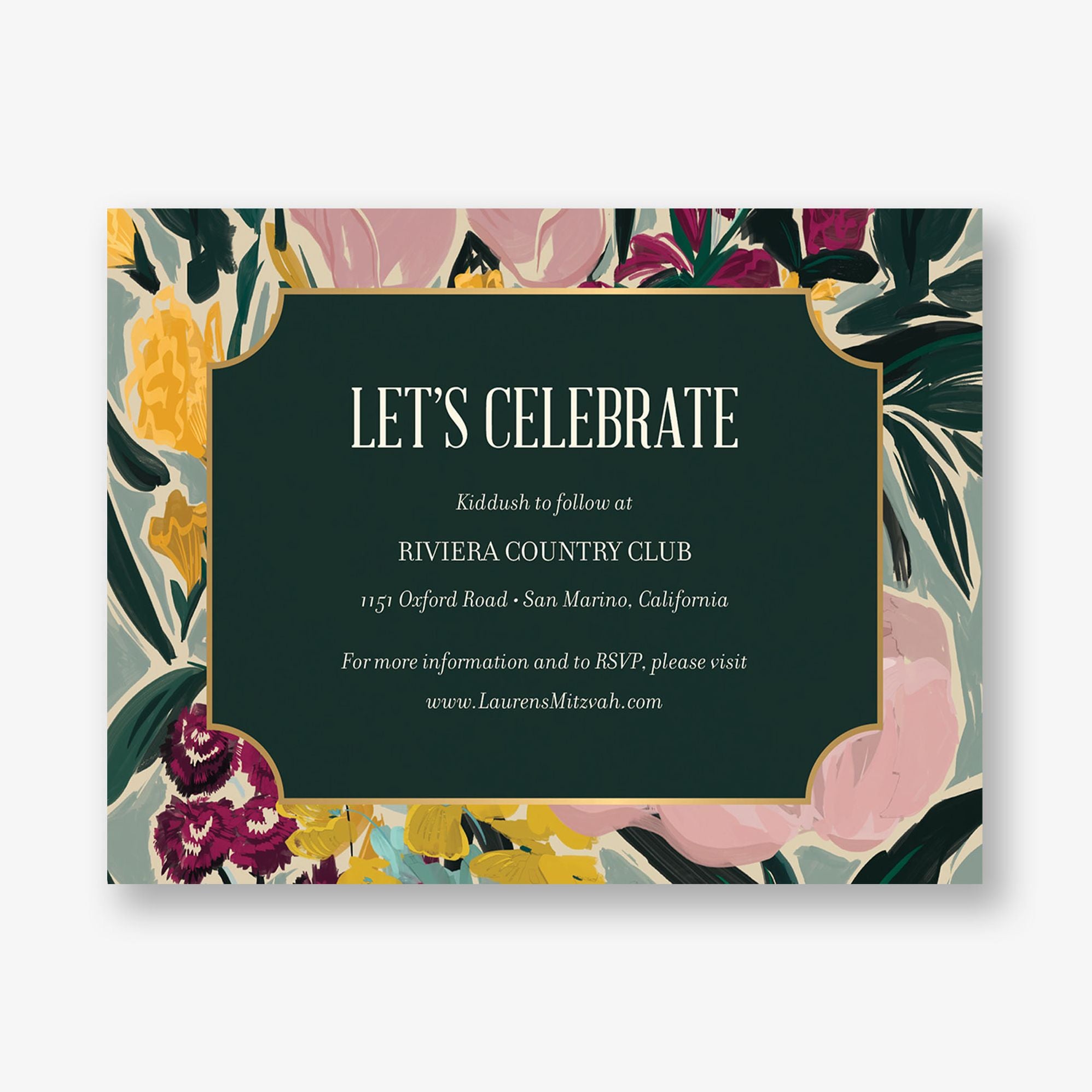 Moody Florals Foil Bat Mitzvah Information