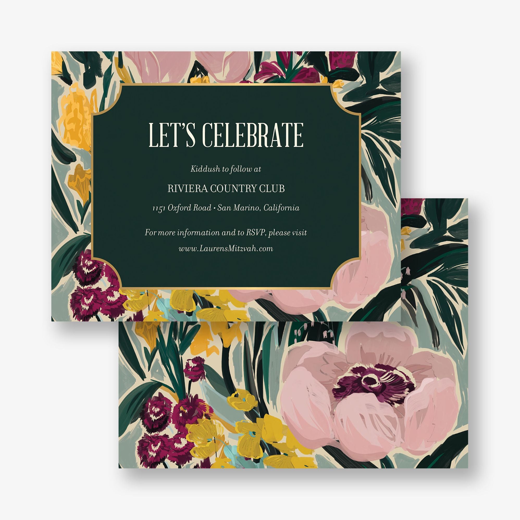 Moody Florals Foil Bat Mitzvah Information - Image 3