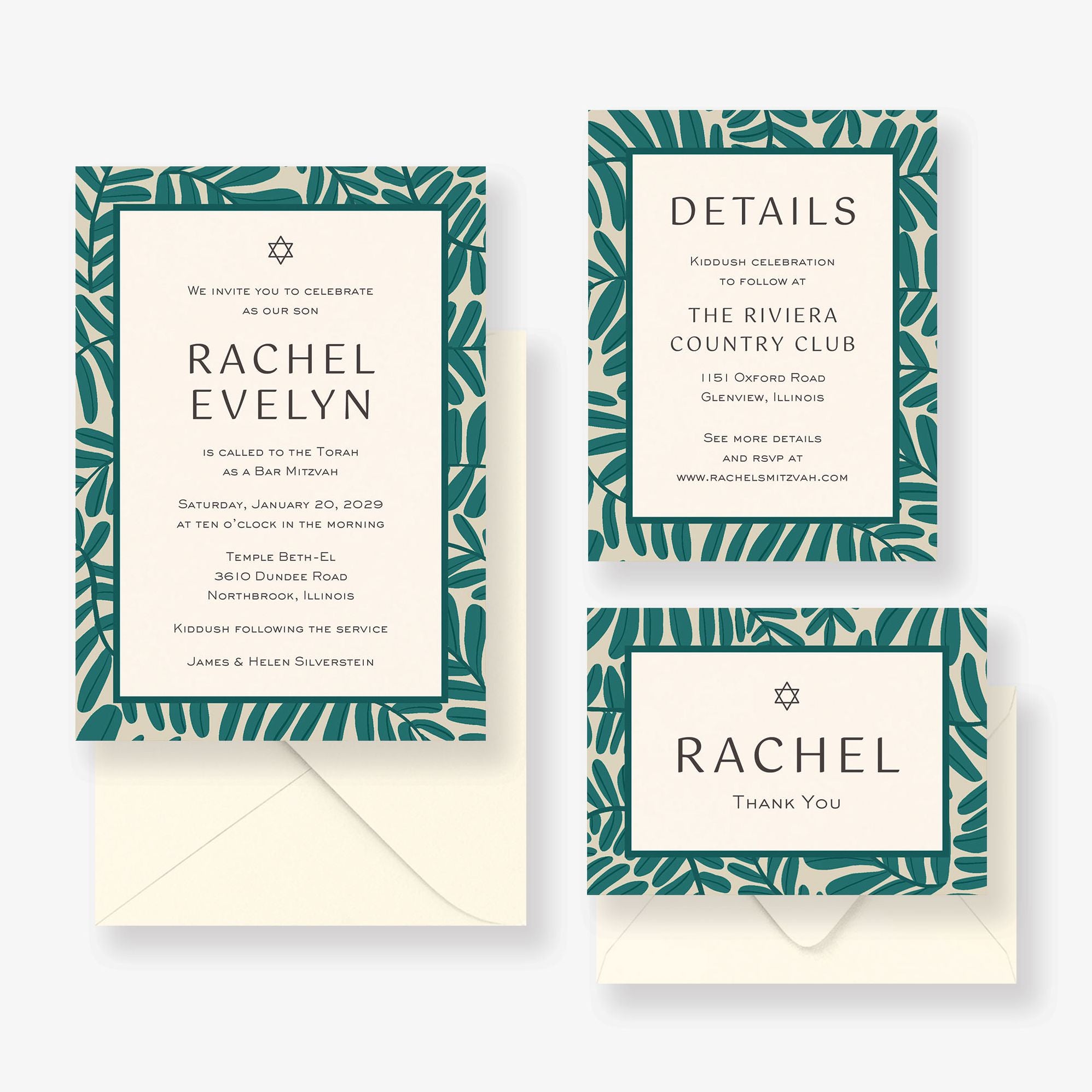 Olive Branch Bat Mitzvah Invitation - Image 3