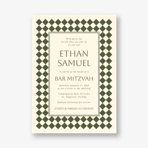 Sophisticated Checker Bar Mitzvah Invitation
