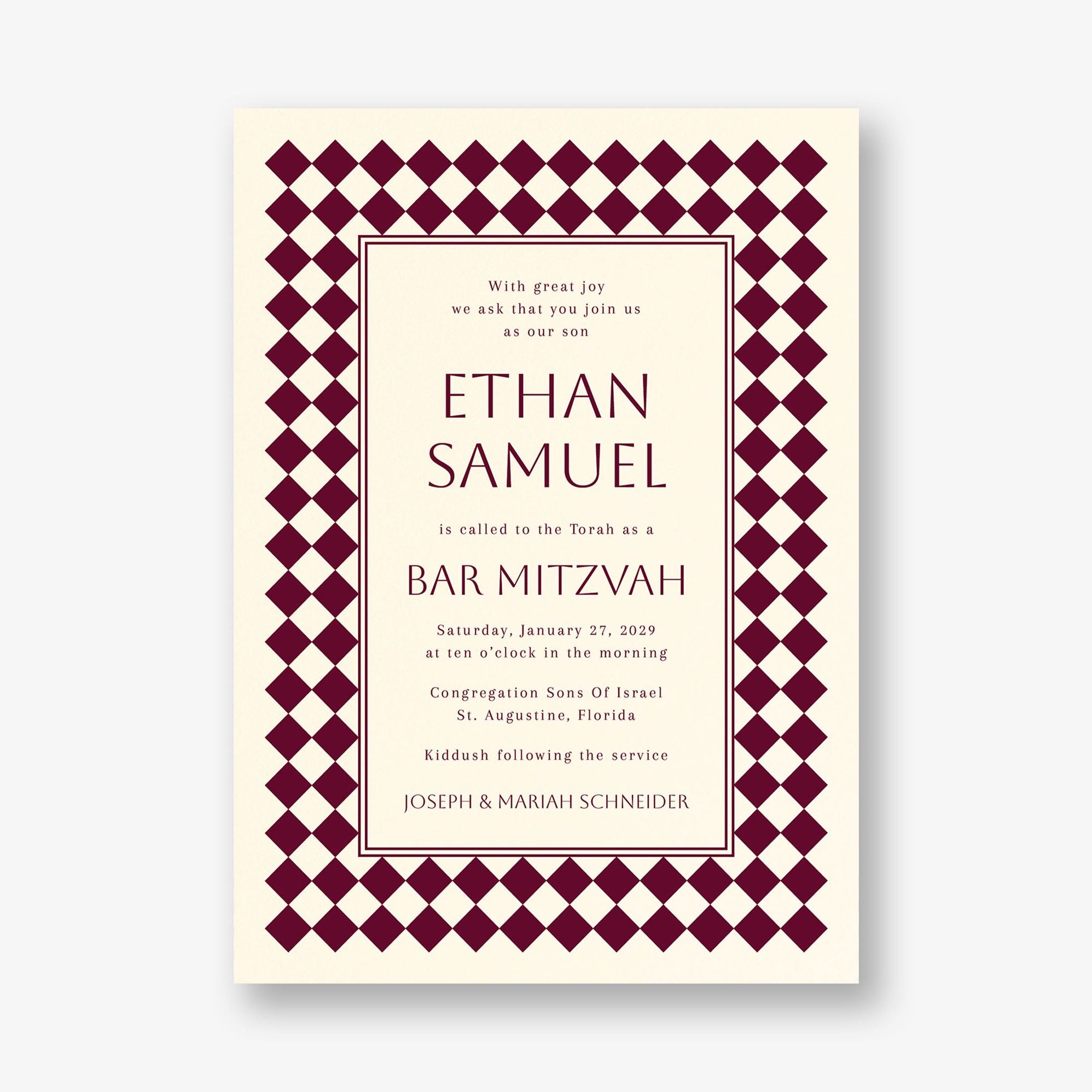 Sophisticated Checker Bar Mitzvah Invitation - Image 3